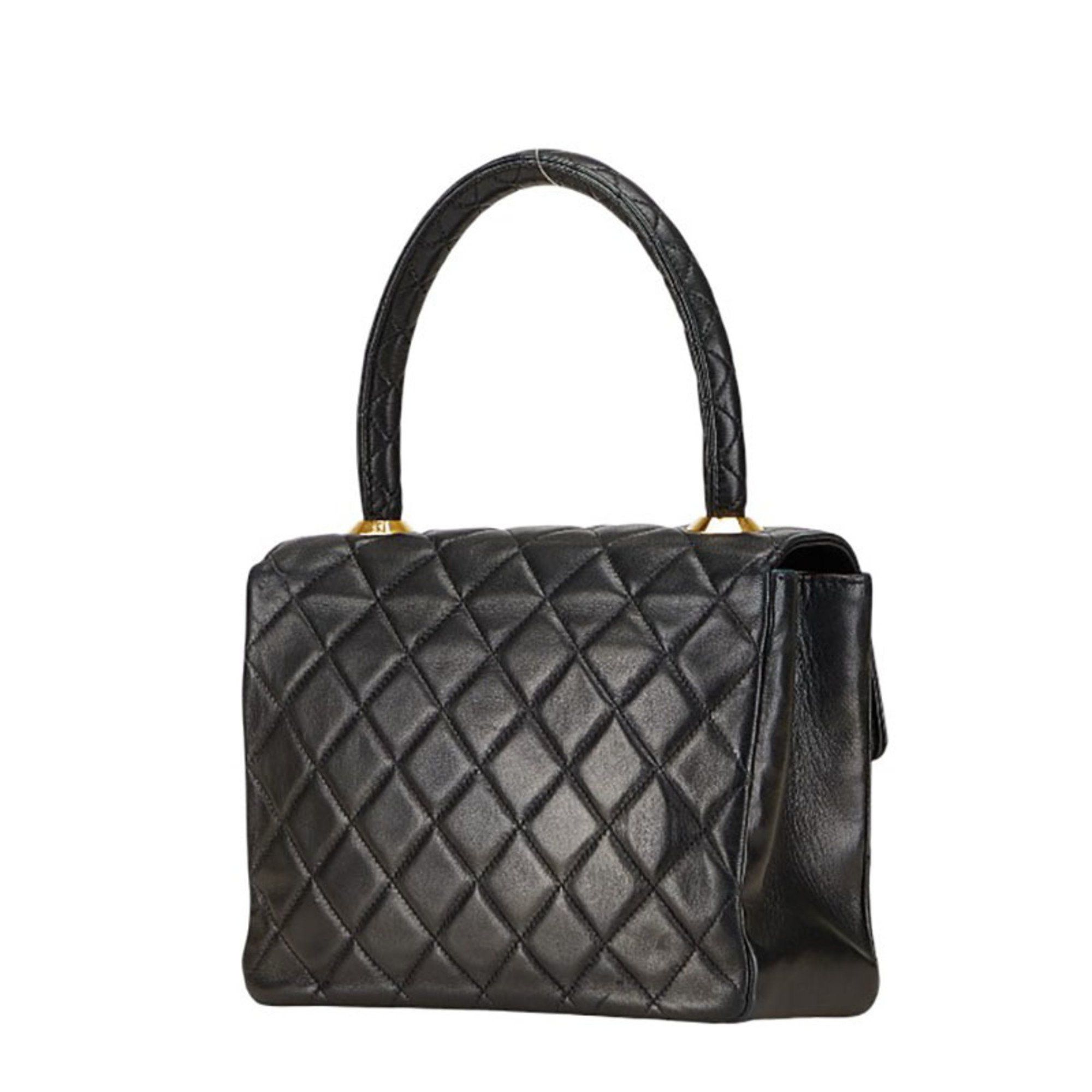 Chanel CHANEL Matelasse Coco Mark Handbag with Top Handles, Black Lambskin, Women's Size ONE SIZE - 2 Thumbnail