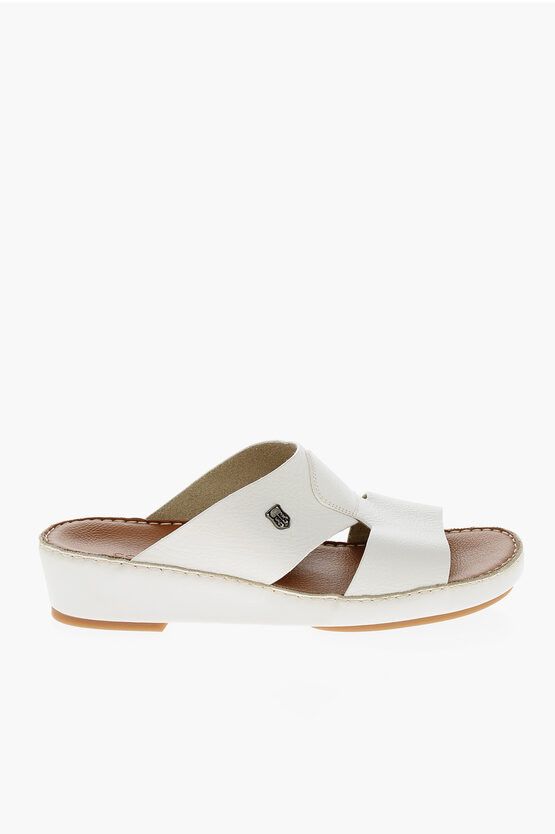 Textured Leather Sandals with Logoed Detail