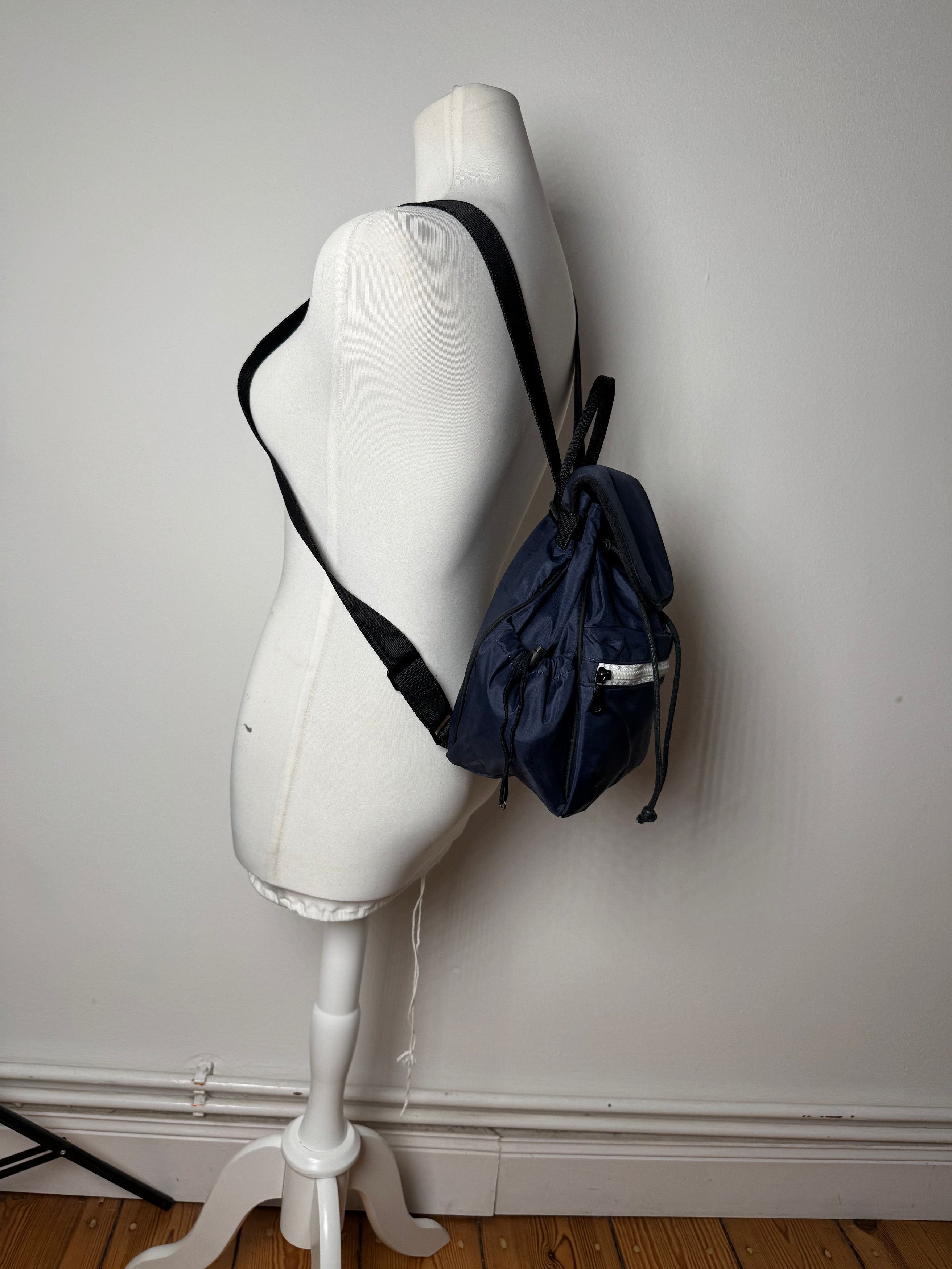 Vintage Polyester Backpack Navy Black
