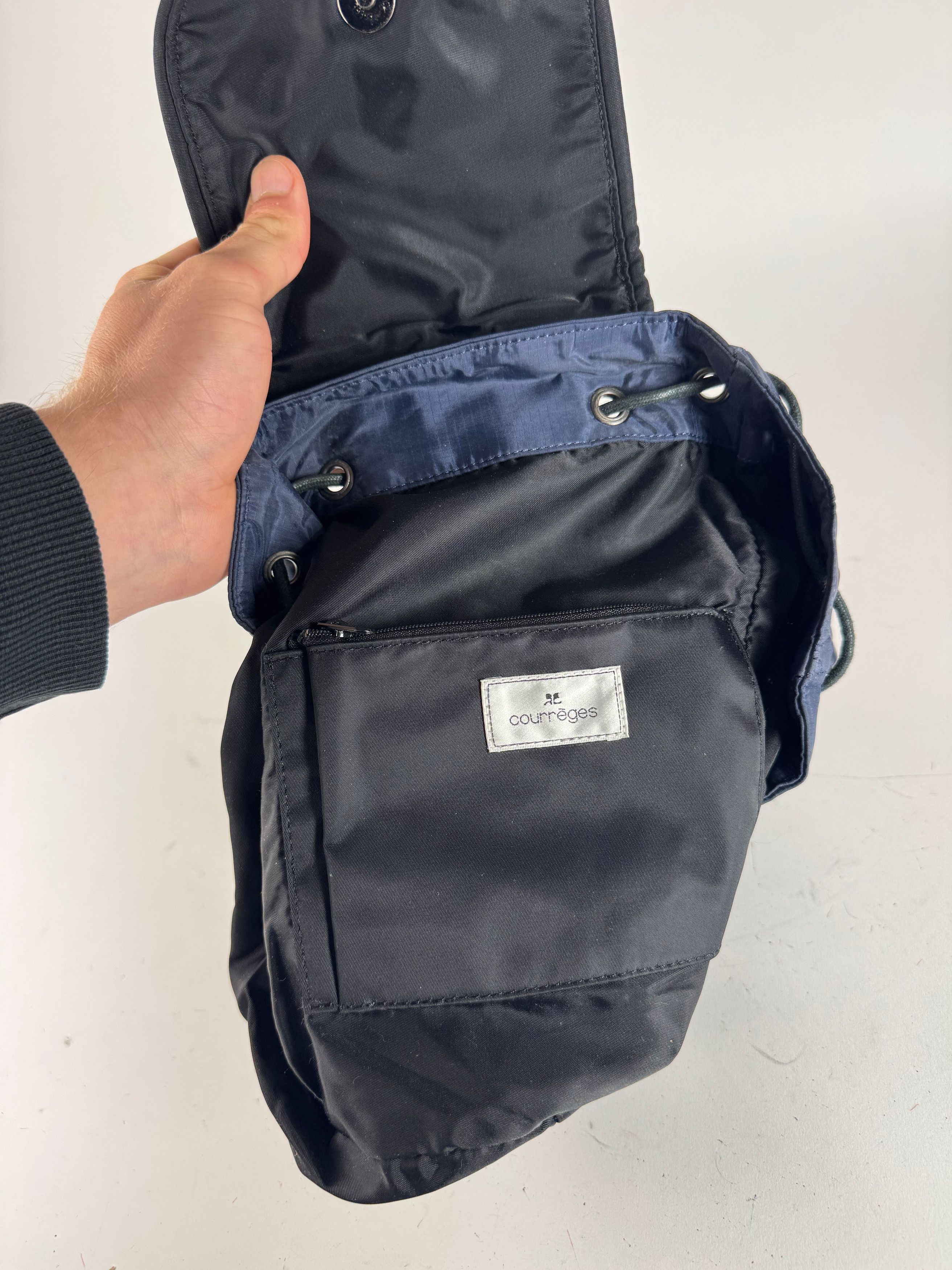Vintage Polyester Backpack Navy Black