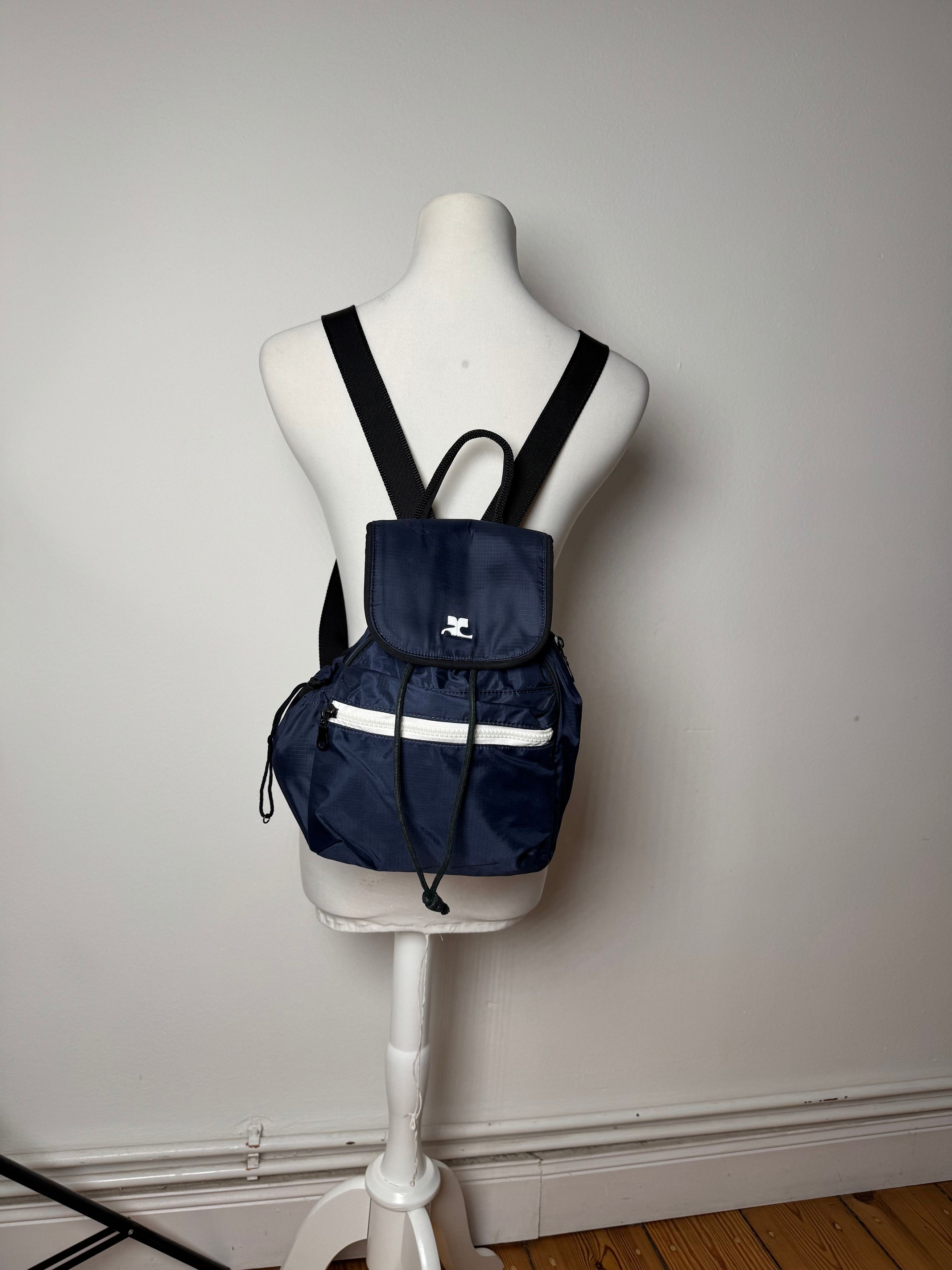 Vintage Polyester Backpack Navy Black