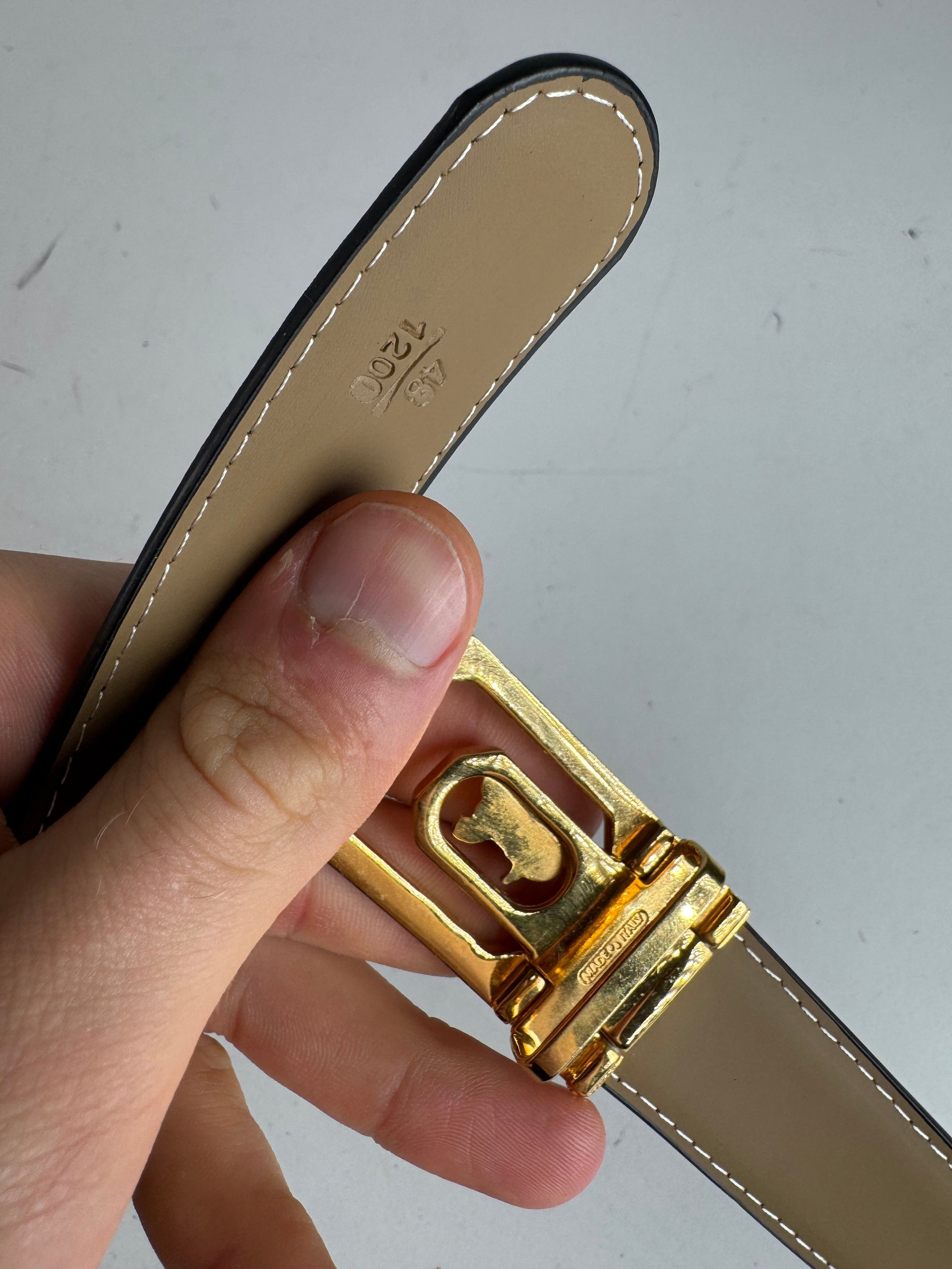 Celine Vintage Paris Carriage Logo Leather Belt Black Size ONE SIZE - 3 Thumbnail