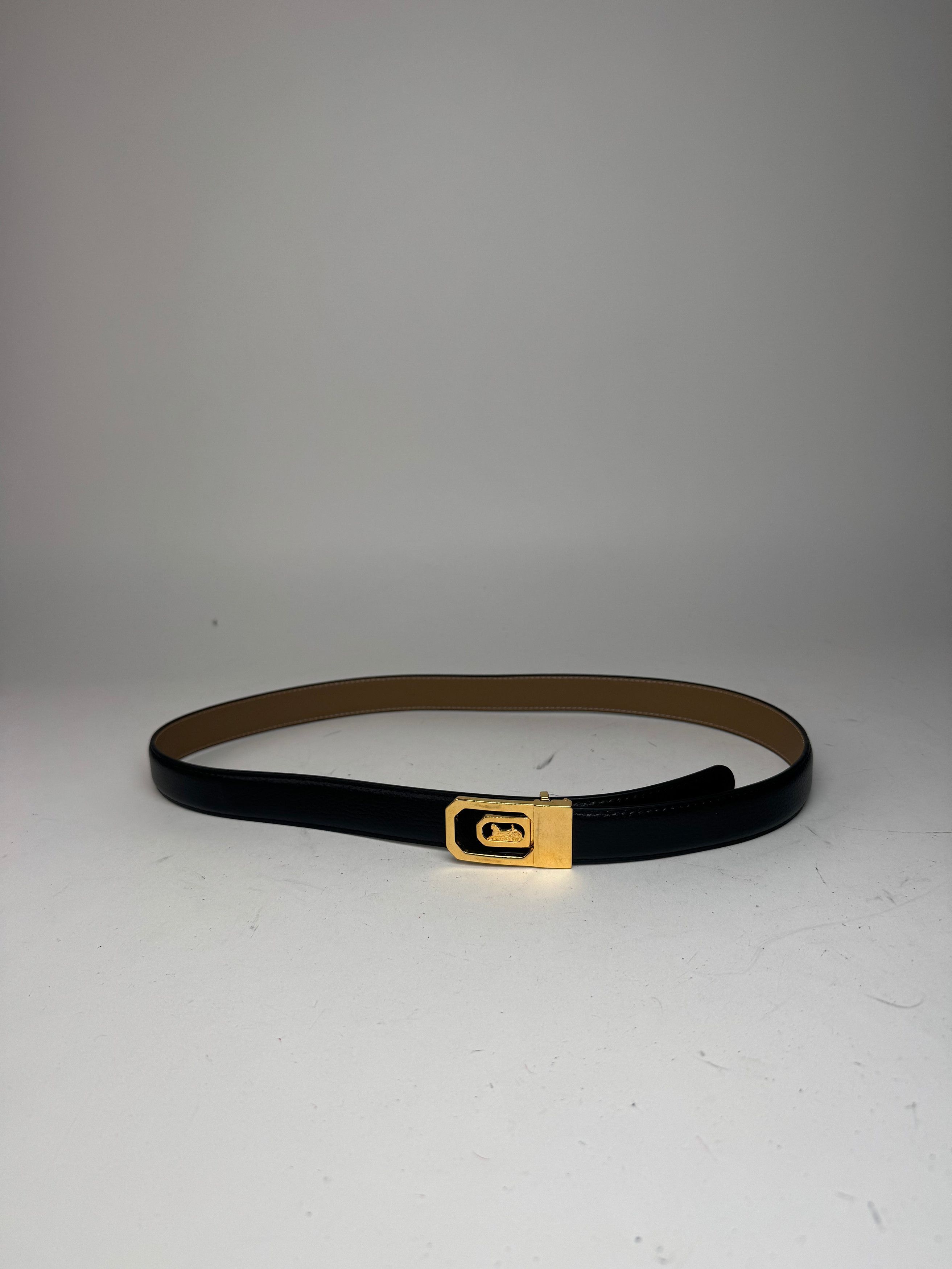 Celine Vintage Paris Carriage Logo Leather Belt Black Size ONE SIZE - 5 Thumbnail
