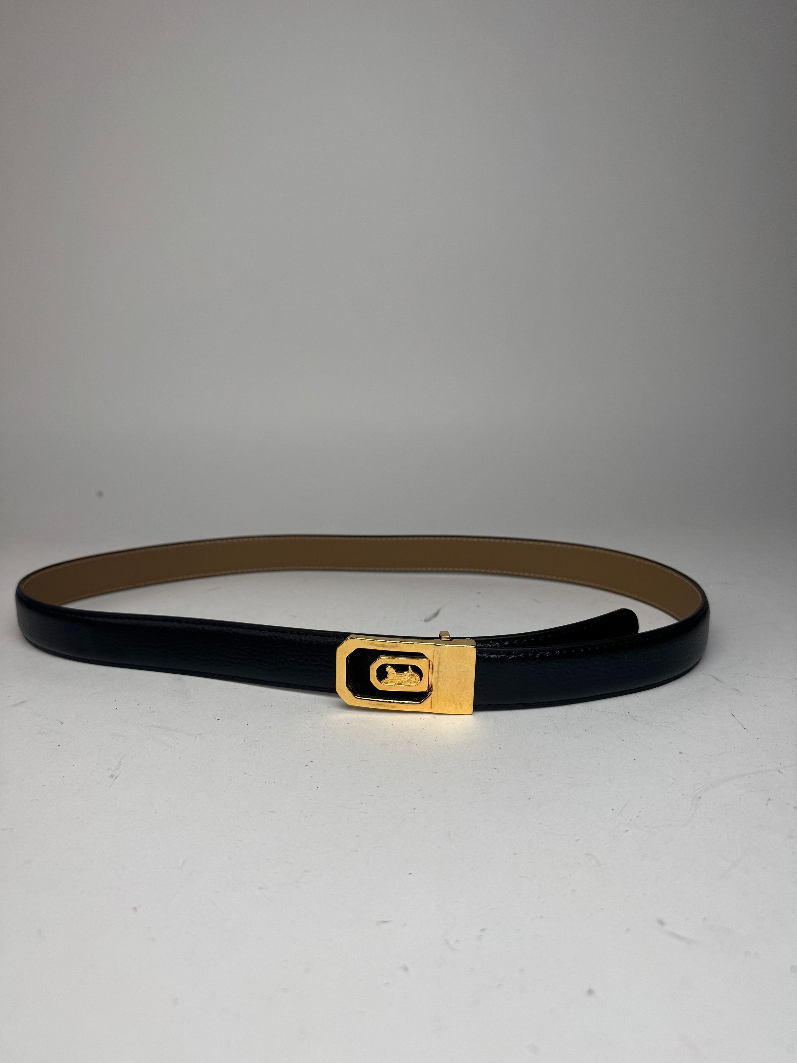 Celine Vintage Paris Carriage Logo Leather Belt Black Size ONE SIZE - 9 Thumbnail