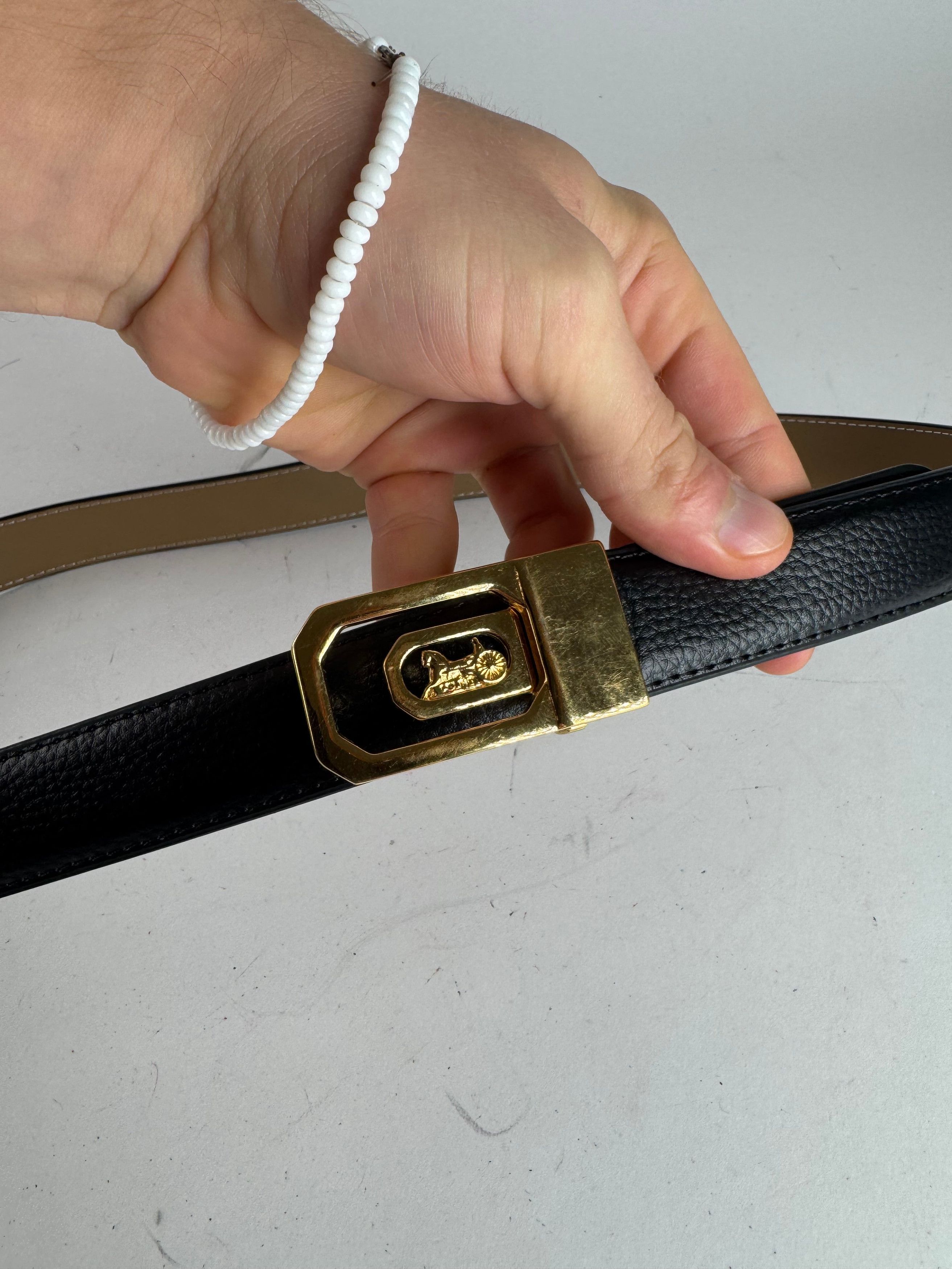 Celine Vintage Paris Carriage Logo Leather Belt Black Size ONE SIZE - 2 Thumbnail