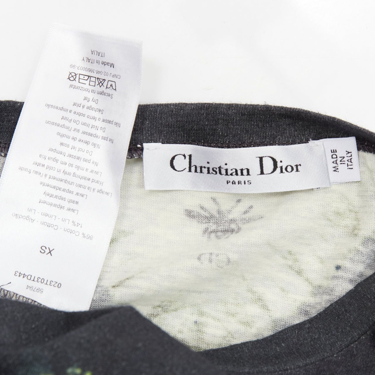 Dior CHRISTIAN DIOR J'adior green grey tie dye cotton linen 8 tshirt XS Size S / US 4 / IT 40 - 8 Thumbnail