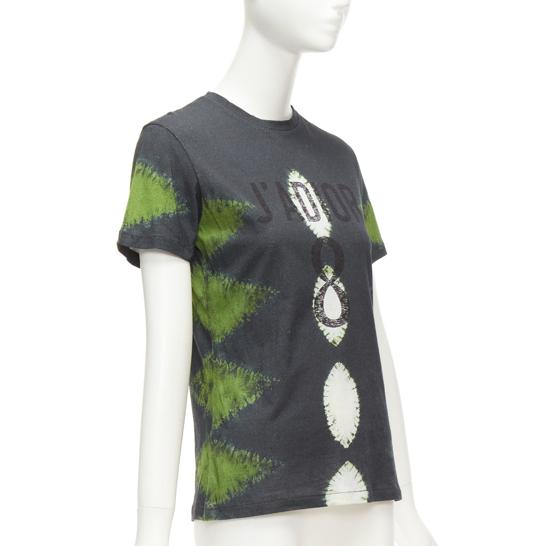 Dior CHRISTIAN DIOR J'adior green grey tie dye cotton linen 8 tshirt XS Size S / US 4 / IT 40 - 3 Thumbnail