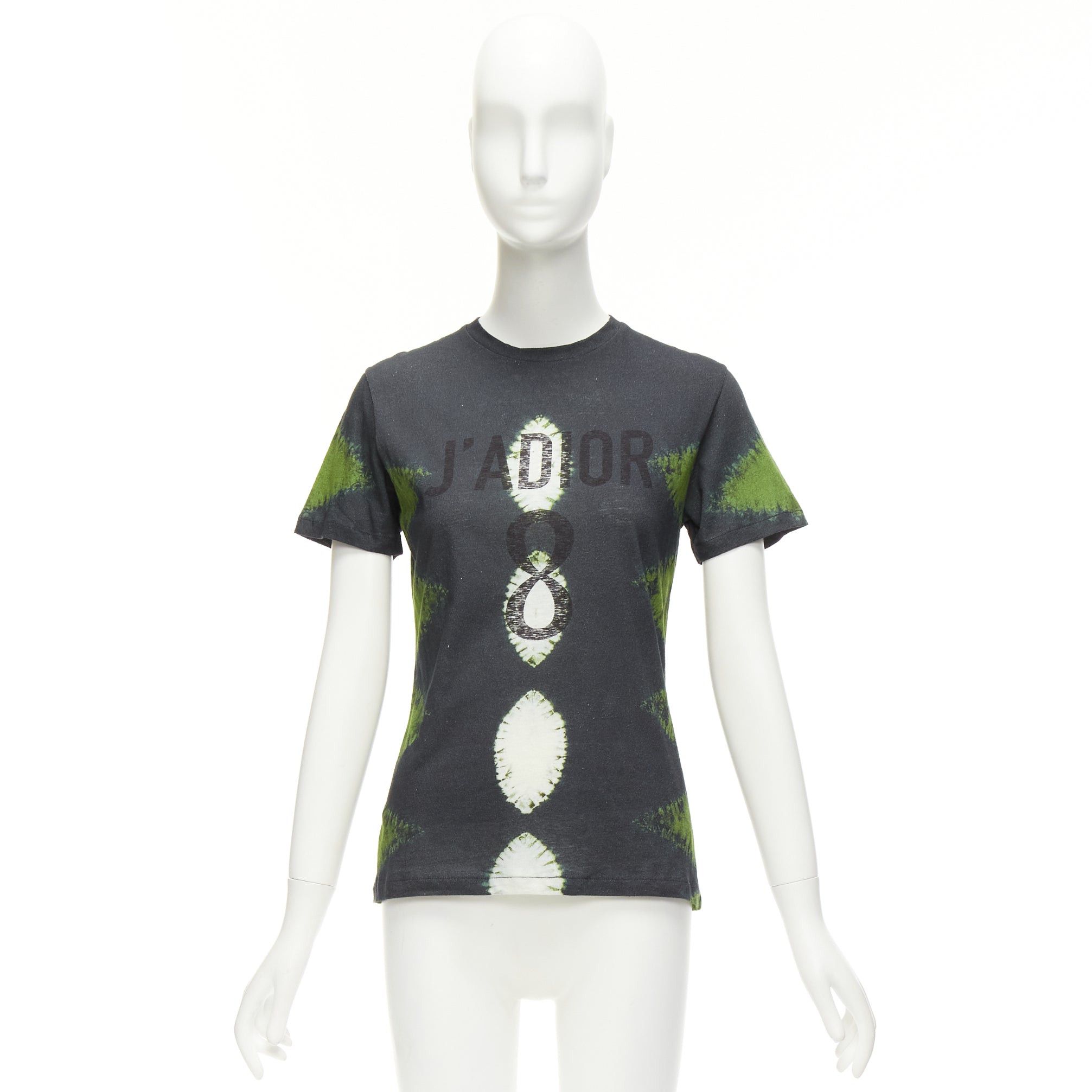 Dior CHRISTIAN DIOR J'adior green grey tie dye cotton linen 8 tshirt XS Size S / US 4 / IT 40 - 9 Thumbnail