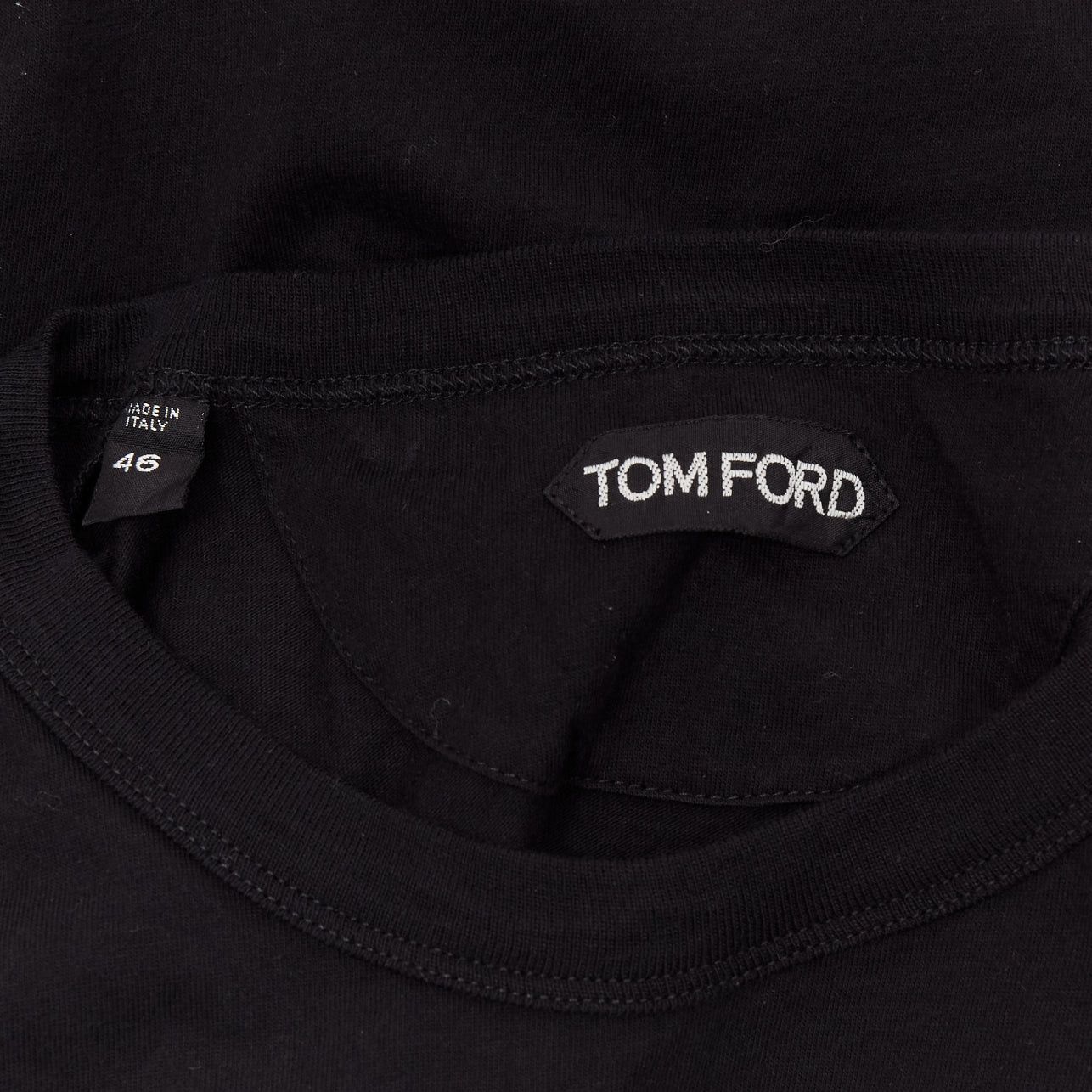 Tom Ford TOM FORD black TF logo embroidered pocketed round neck tshirt IT46 XL Size L / US 10 / IT 46 - 8 Thumbnail