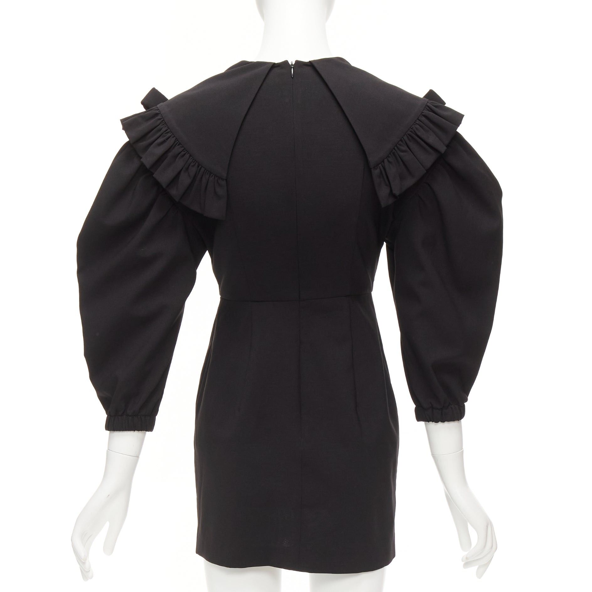 Shushu/Tong SHUSHU TONG black crystal large collar puff sleeves fitted mini dress UK6 XS Size XS / US 0-2 / IT 36-38 - 5 Thumbnail
