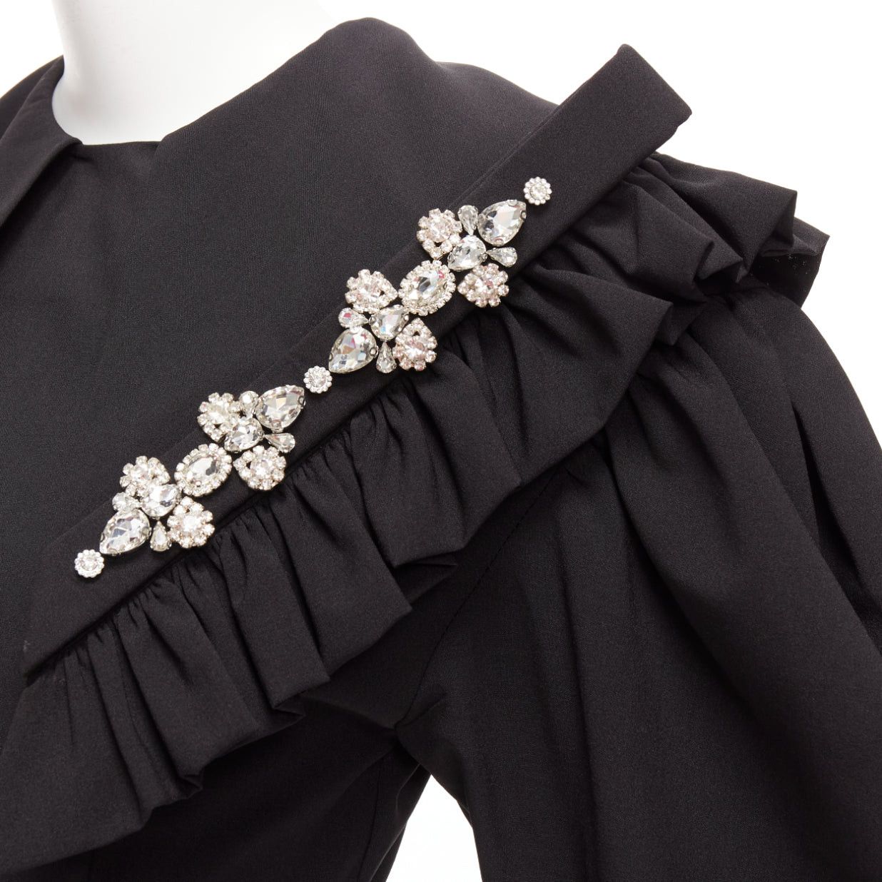 Shushu/Tong SHUSHU TONG black crystal large collar puff sleeves fitted mini dress UK6 XS Size XS / US 0-2 / IT 36-38 - 2 Thumbnail
