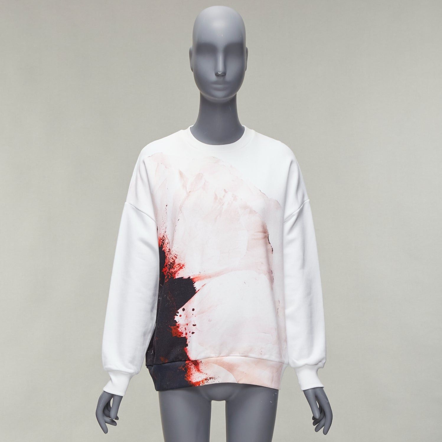 Alexander McQueen ALEXANDER MCQUEEN 2021 Anemone white red floral print cotton crew sweatshirt IT36 XXS Size XS / US 0-2 / IT 36-38 - 9 Thumbnail