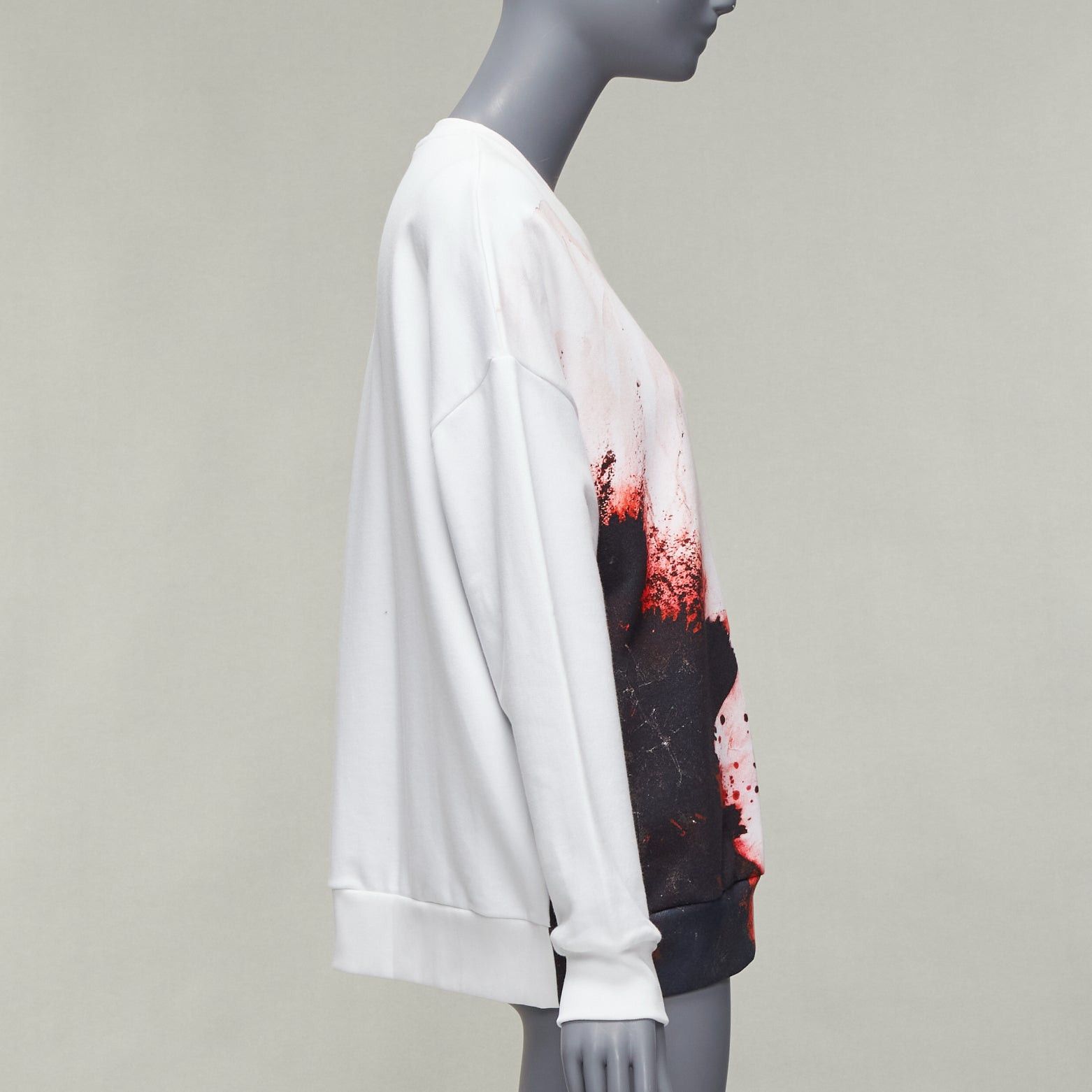 Alexander McQueen ALEXANDER MCQUEEN 2021 Anemone white red floral print cotton crew sweatshirt IT36 XXS Size XS / US 0-2 / IT 36-38 - 4 Thumbnail