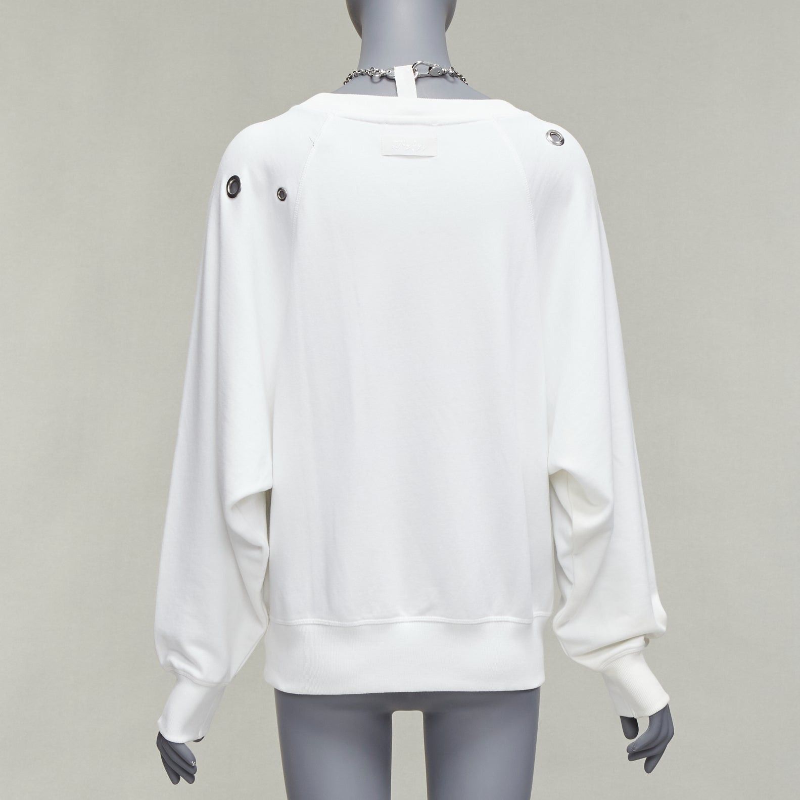 Diesel DIESEL 2023 Glenn Martens white silver punk chain grommet oversized sweatshirt XS Size S / US 4 / IT 40 - 5 Thumbnail