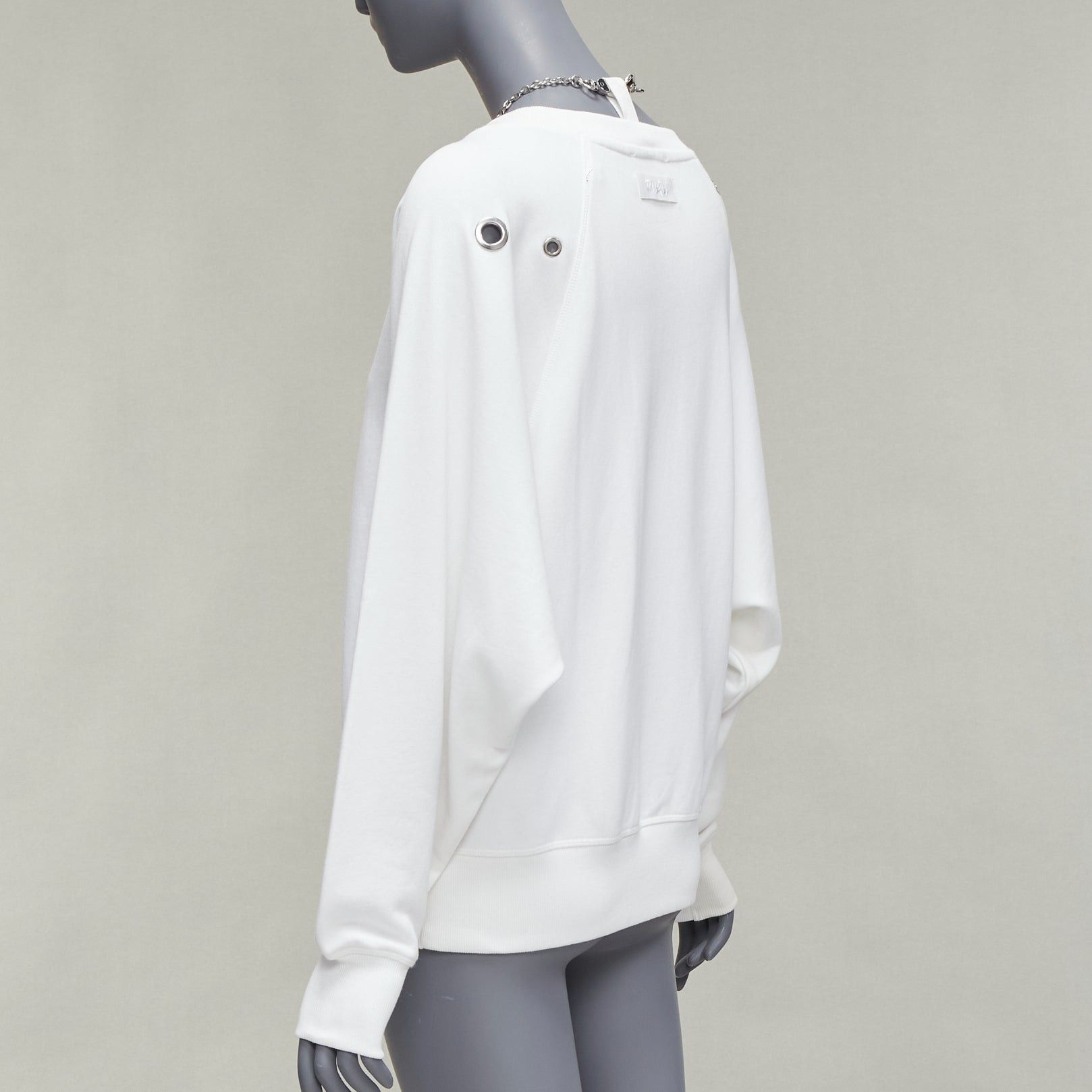 Diesel DIESEL 2023 Glenn Martens white silver punk chain grommet oversized sweatshirt XS Size S / US 4 / IT 40 - 6 Thumbnail