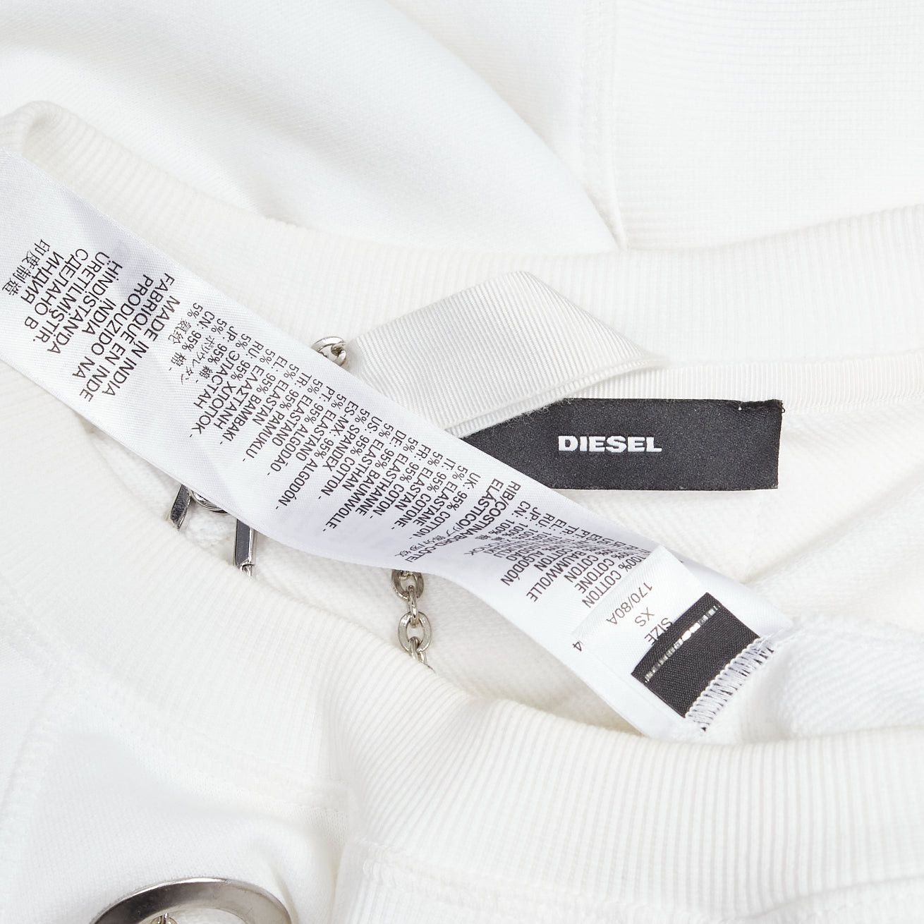 Diesel DIESEL 2023 Glenn Martens white silver punk chain grommet oversized sweatshirt XS Size S / US 4 / IT 40 - 8 Thumbnail