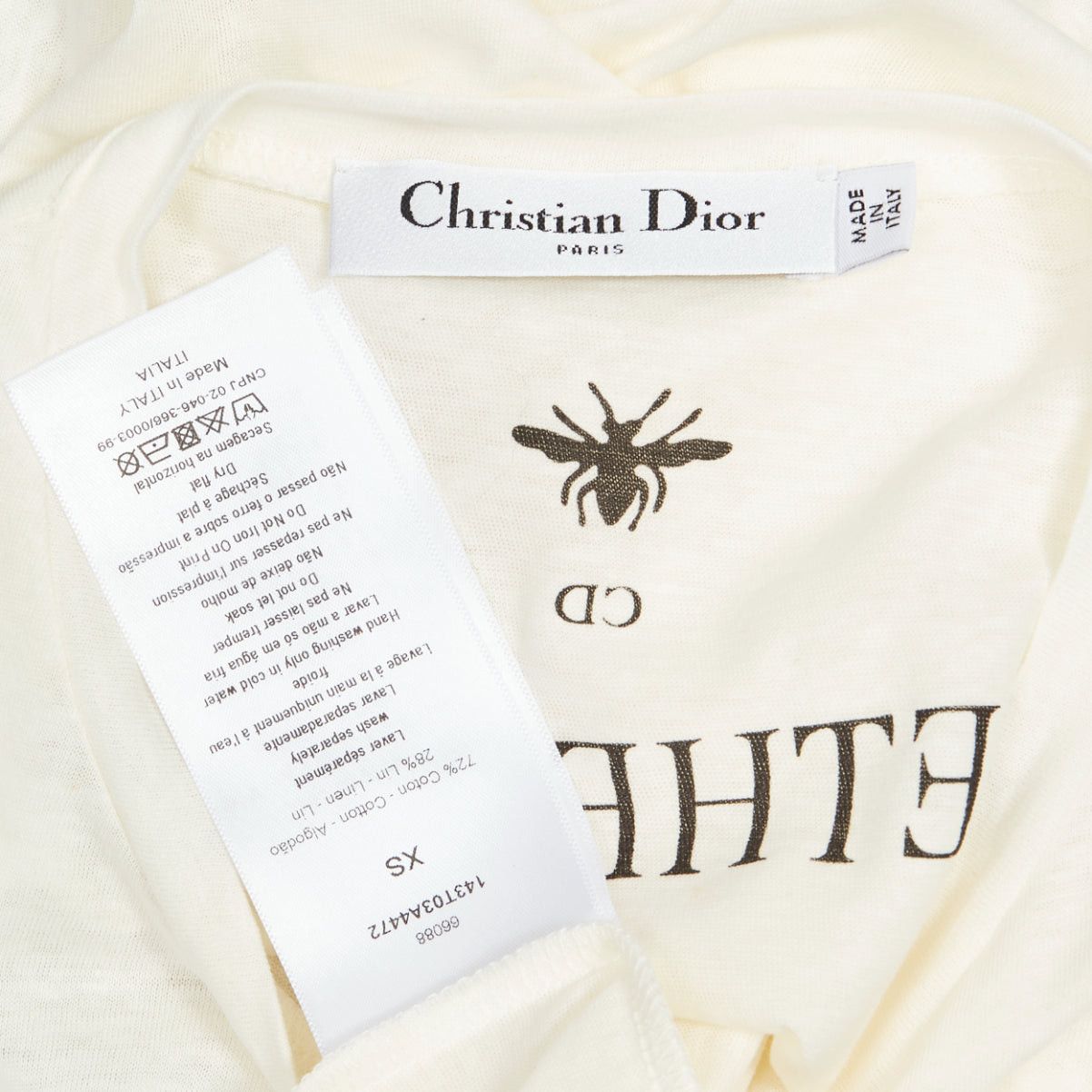 Dior DIOR 2020 MMXX Together Apart print ecru washed cotton linen sleeve tshirt XS Size S / US 4 / IT 40 - 8 Thumbnail