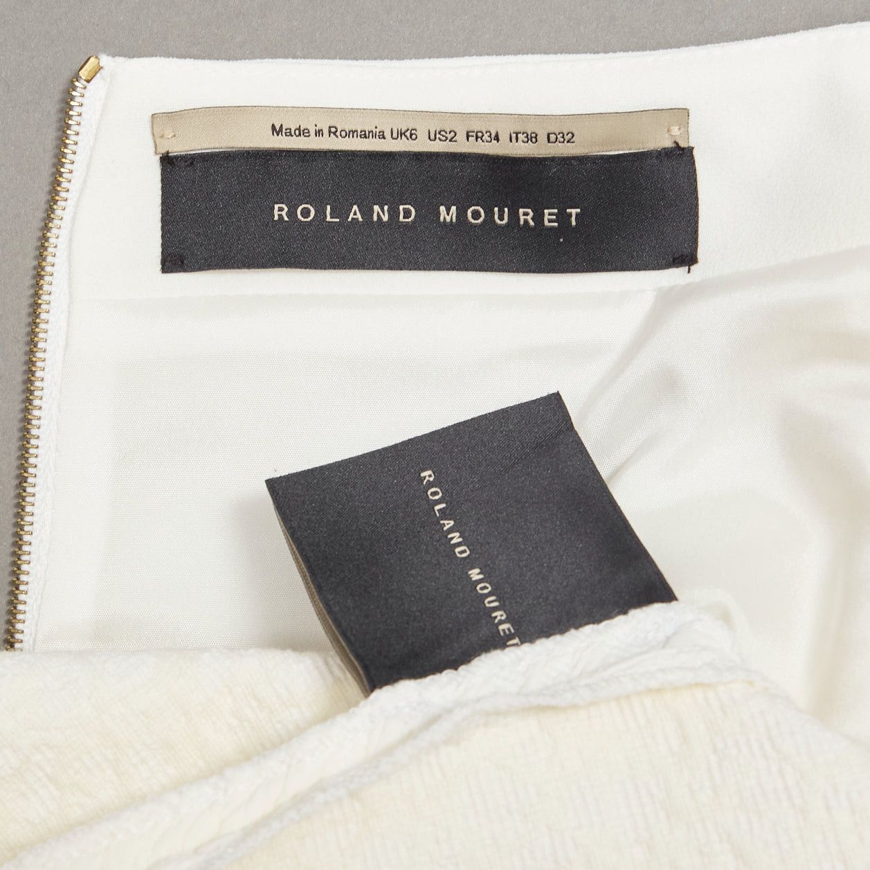 Roland Mouret ROLAND MOURET 2018 Richardson cream textured crepe ruffle cuff peplum top UK6 XS Size XS / US 0-2 / IT 36-38 - 9 Thumbnail