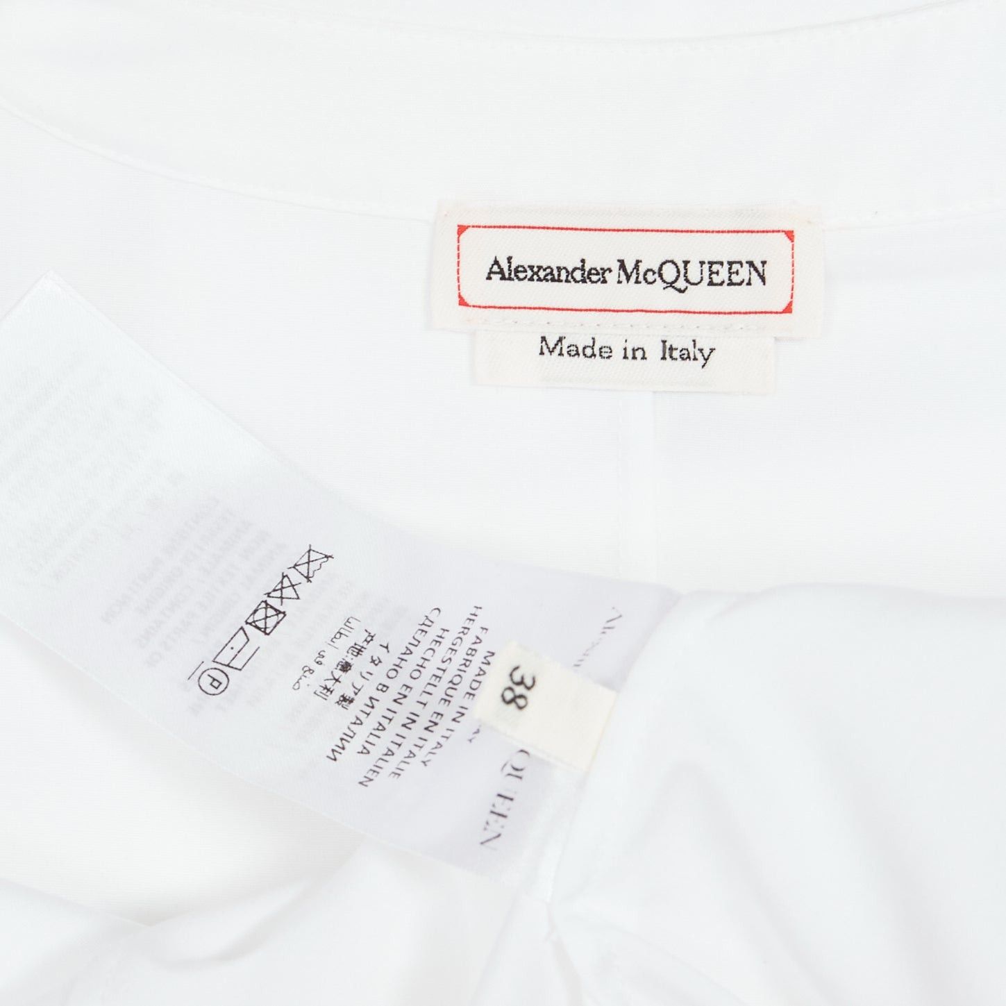 Alexander McQueen ALEXANDER MCQUEEN white cotton V-neck balloon sleeve peplum dress shirt IT38 XS Size XS / US 0-2 / IT 36-38 - 9 Thumbnail