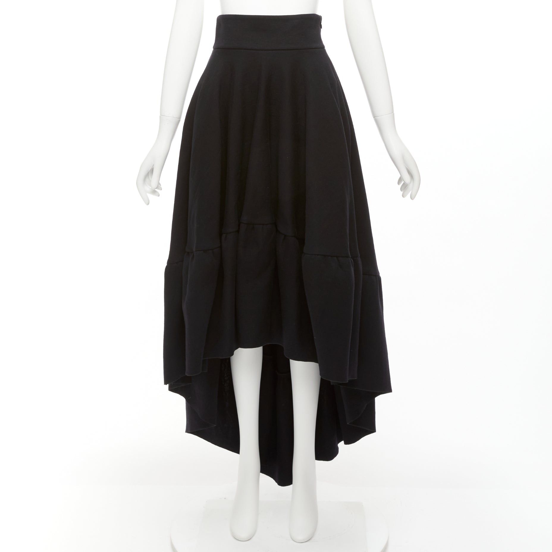 Antonio Berardi ANTONIO BERARDI black cotton blend high low dramatic ruffle skirt IT40 S Size 27" / US 4 / IT 40 - 9 Thumbnail