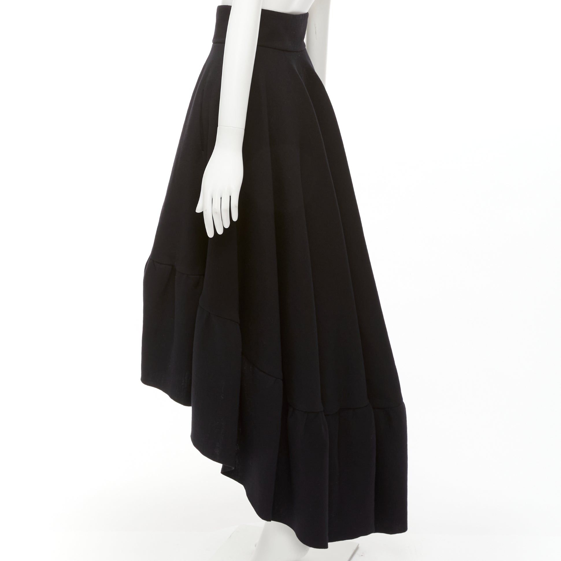 Antonio Berardi ANTONIO BERARDI black cotton blend high low dramatic ruffle skirt IT40 S Size 27" / US 4 / IT 40 - 2 Thumbnail