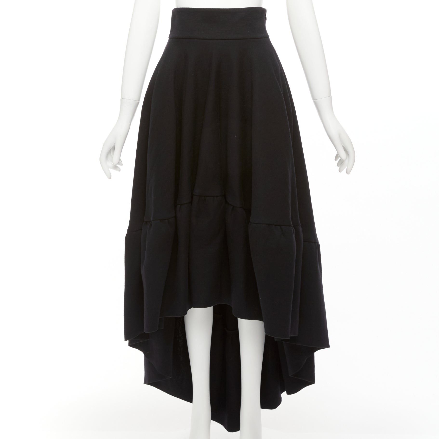 Antonio Berardi ANTONIO BERARDI black cotton blend high low dramatic ruffle skirt IT40 S Size 27" / US 4 / IT 40 - 3 Thumbnail