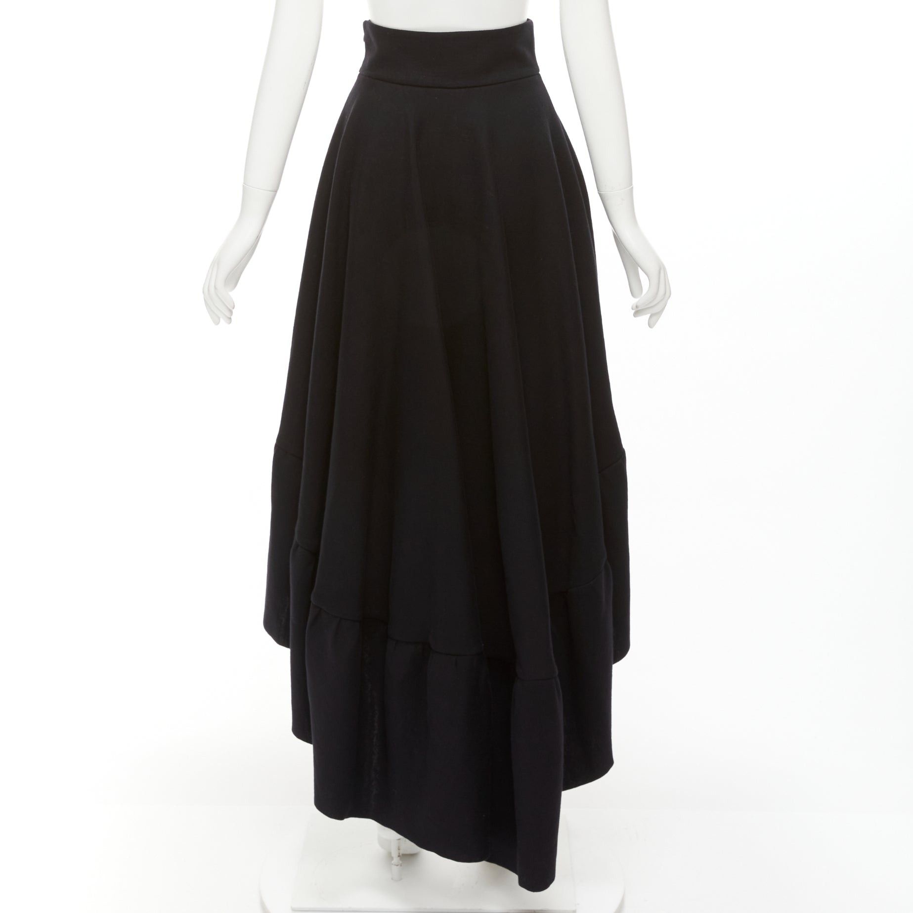 Antonio Berardi ANTONIO BERARDI black cotton blend high low dramatic ruffle skirt IT40 S Size 27" / US 4 / IT 40 - 5 Thumbnail