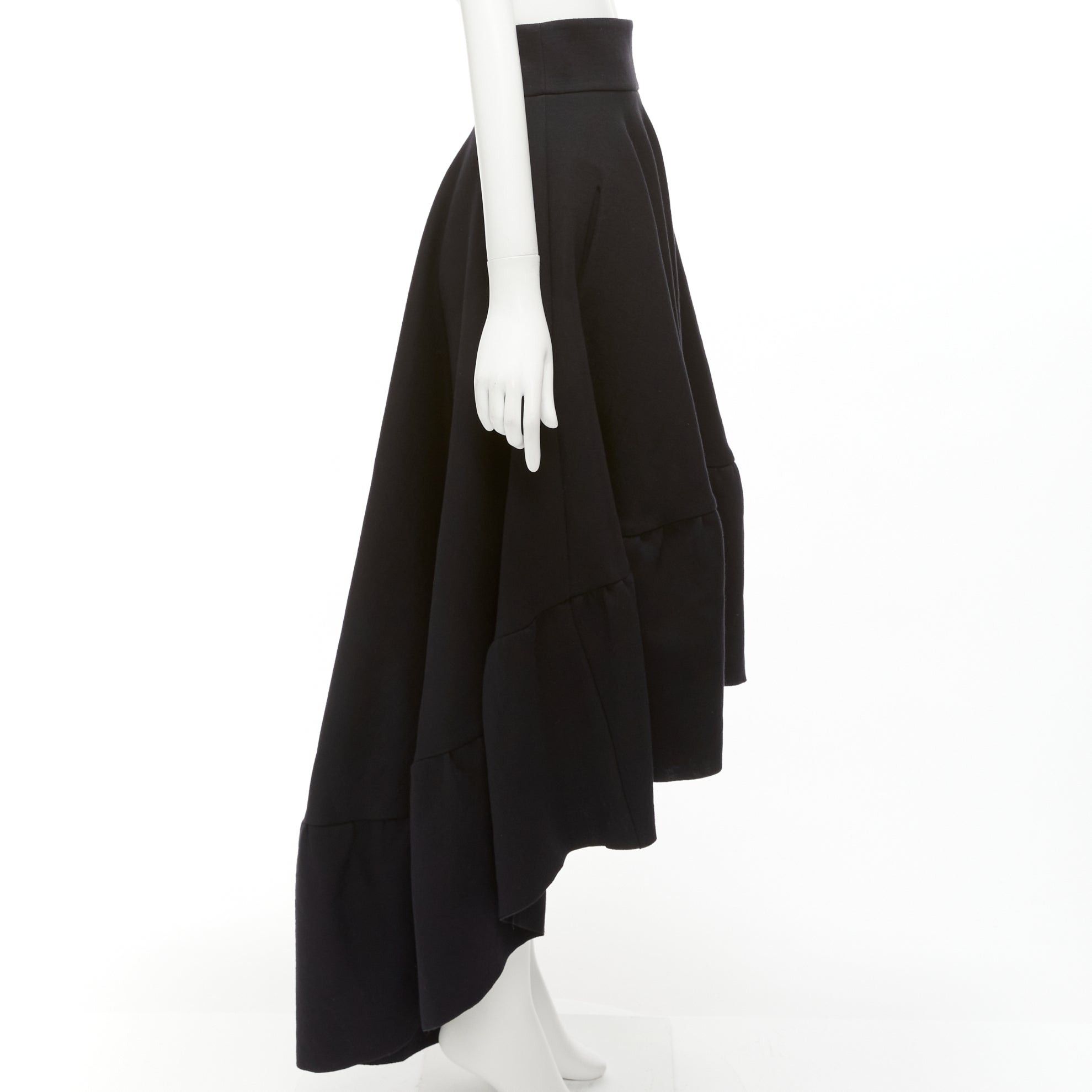 Antonio Berardi ANTONIO BERARDI black cotton blend high low dramatic ruffle skirt IT40 S Size 27" / US 4 / IT 40 - 4 Thumbnail