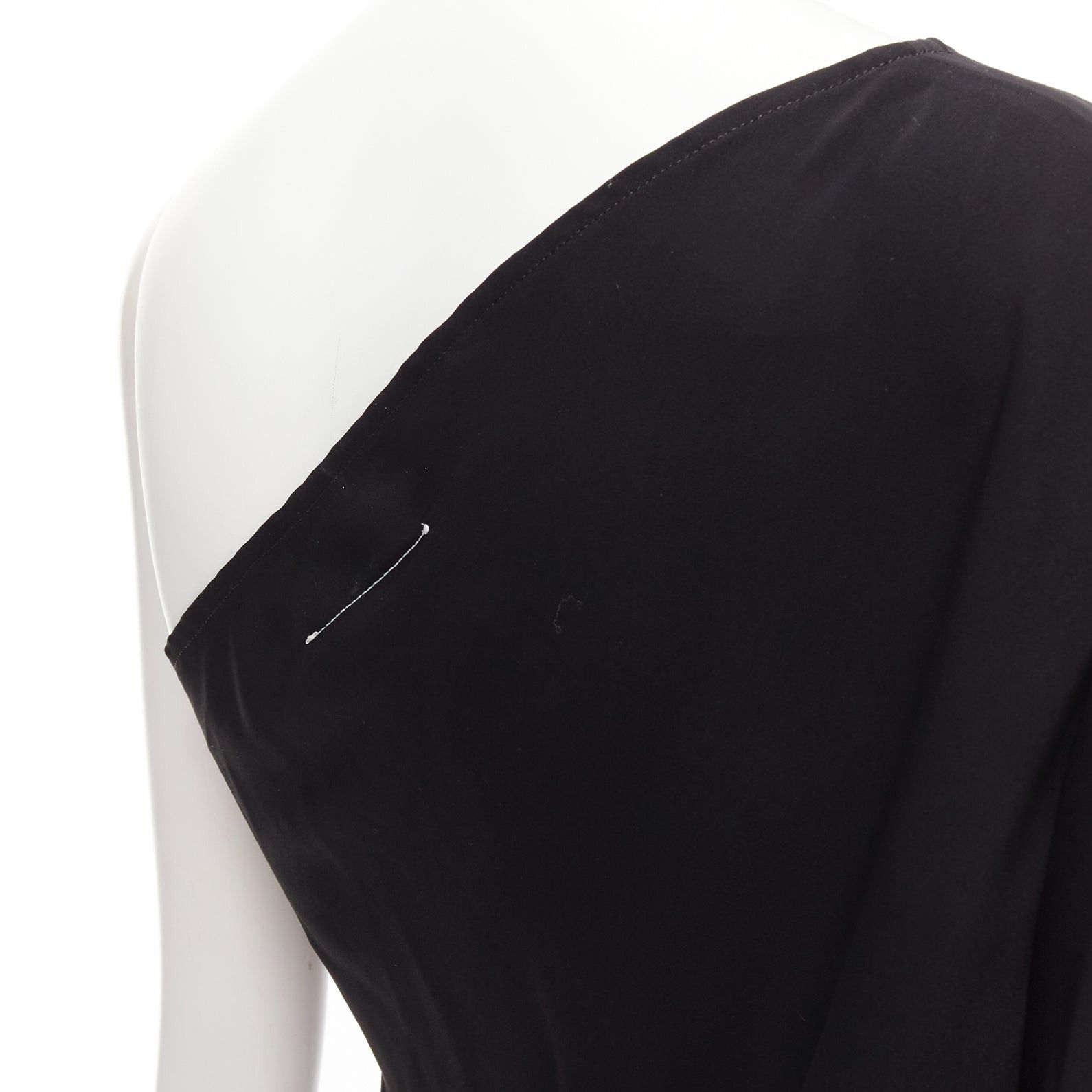 Maison Margiela MAISON MARGIELA MM6 black one shoulder drape cut cropped jumpsuit FR36 S Size 27" / US 4 / IT 40 - 7 Thumbnail