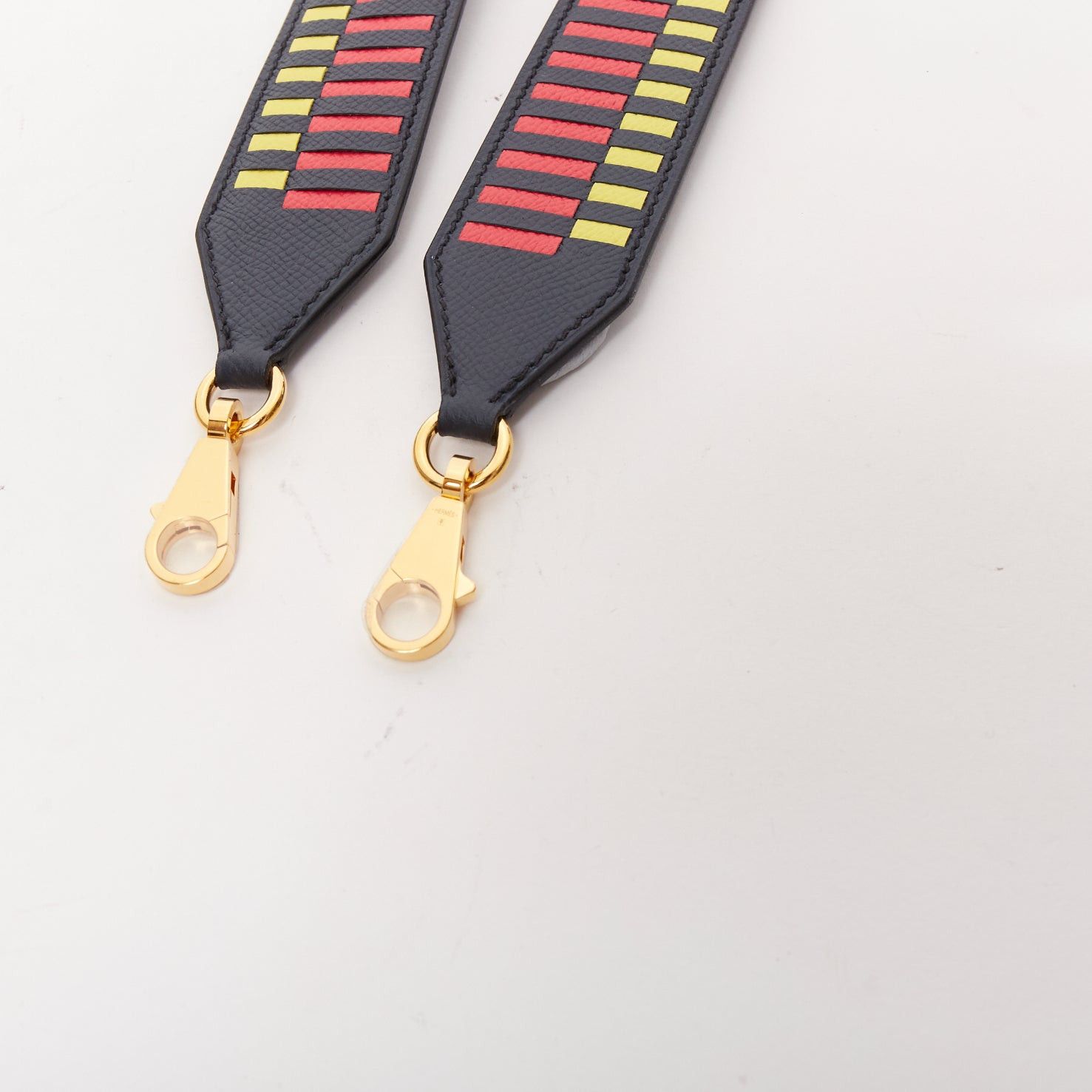 Hermes HERMES Sangle 40 red yellow black woven leather gold hardware bag strap Size ONE SIZE - 6 Thumbnail