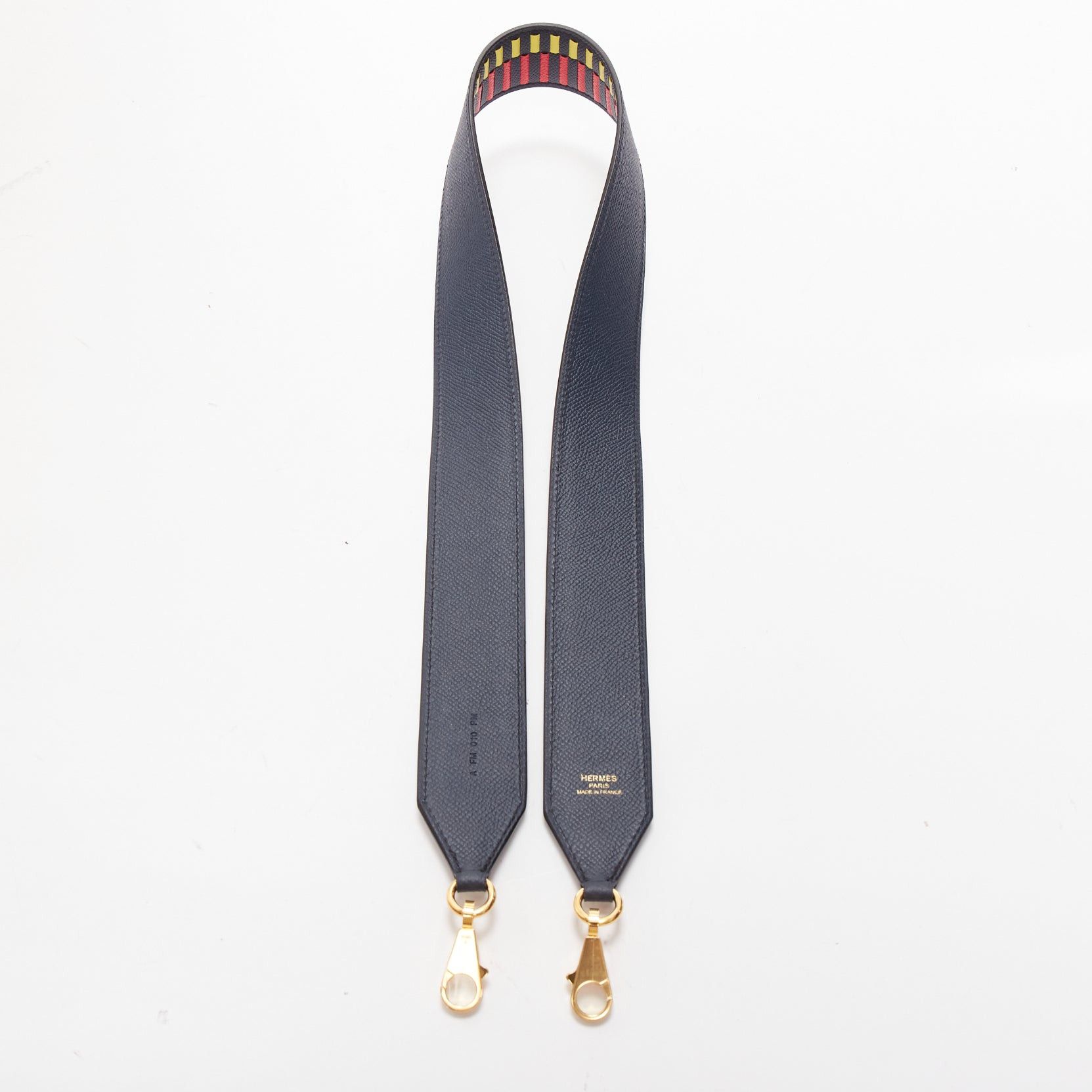 Hermes HERMES Sangle 40 red yellow black woven leather gold hardware bag strap Size ONE SIZE - 3 Thumbnail