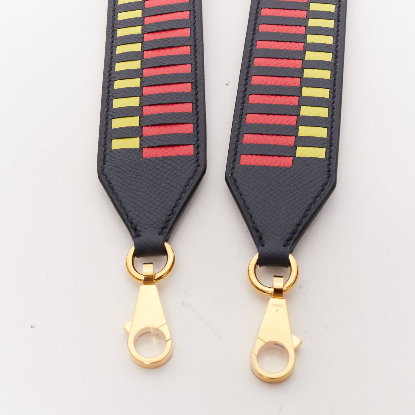 Hermes HERMES Sangle 40 red yellow black woven leather gold hardware bag strap Size ONE SIZE - 2 Thumbnail