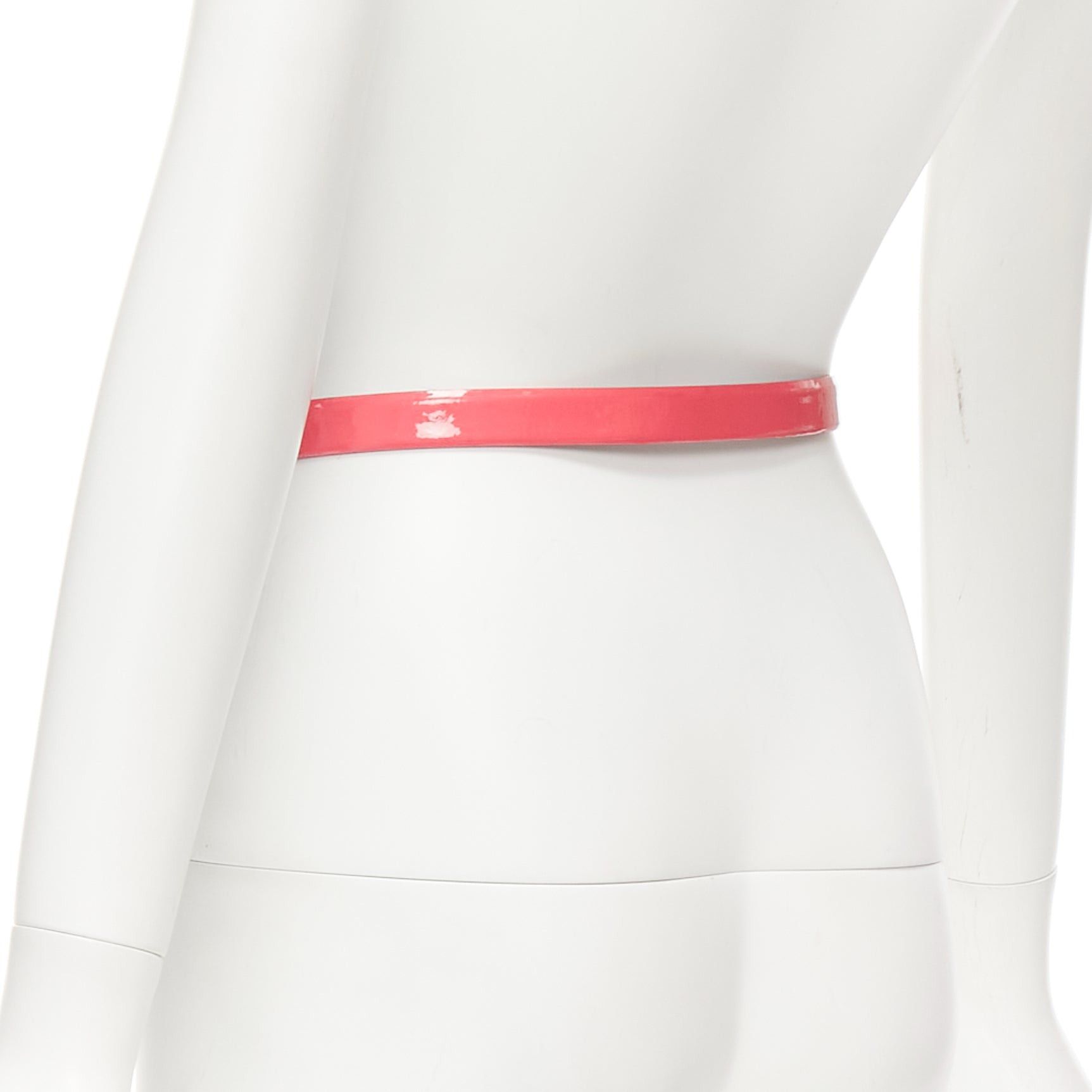 Chanel CHANEL B15P hot pink patent leather CC logo buckle skinny belt 70cm Size ONE SIZE - 6 Thumbnail