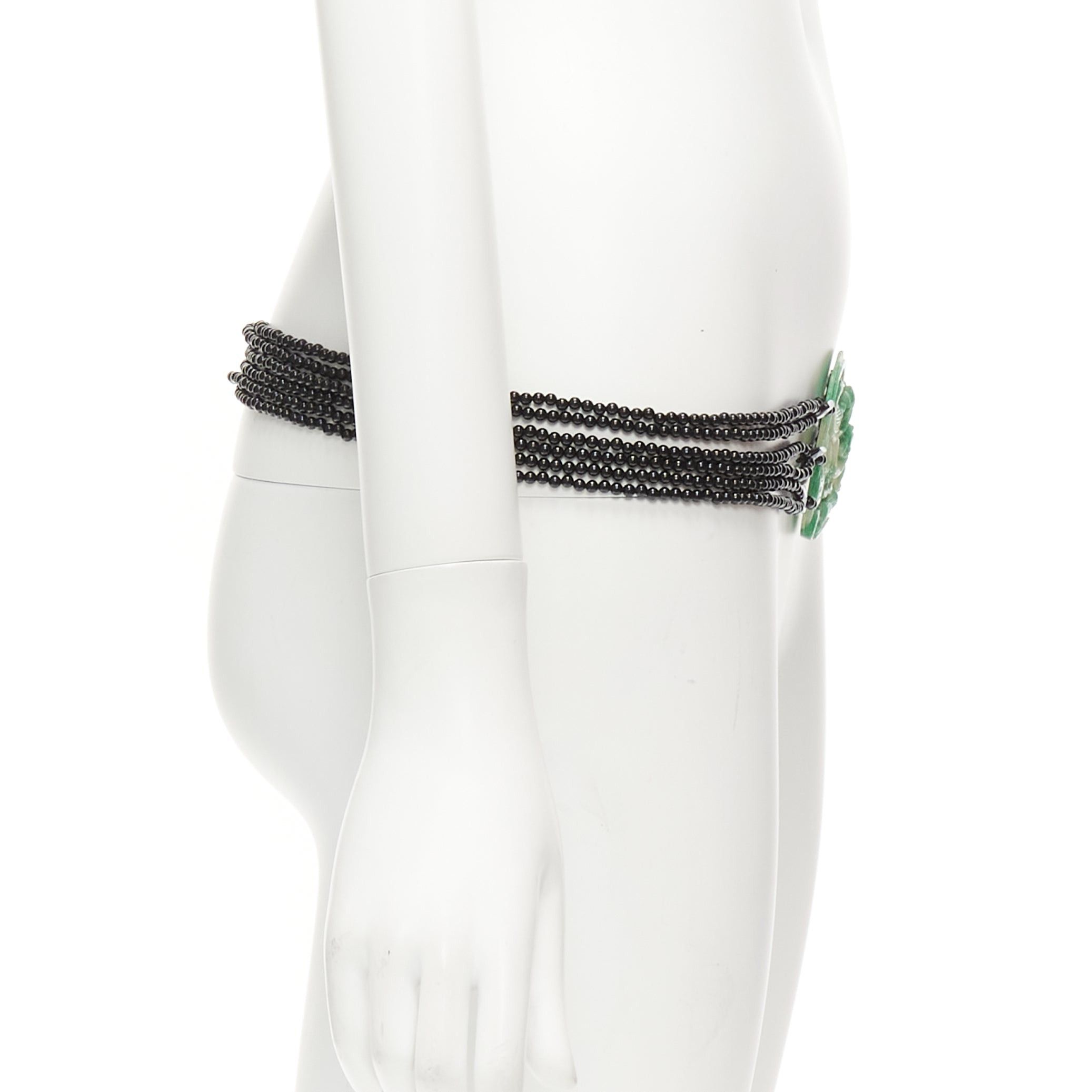Other JENNIFER POLLOCK green oriental chinese stamp jade black beads chain belt Size ONE SIZE - 4 Thumbnail