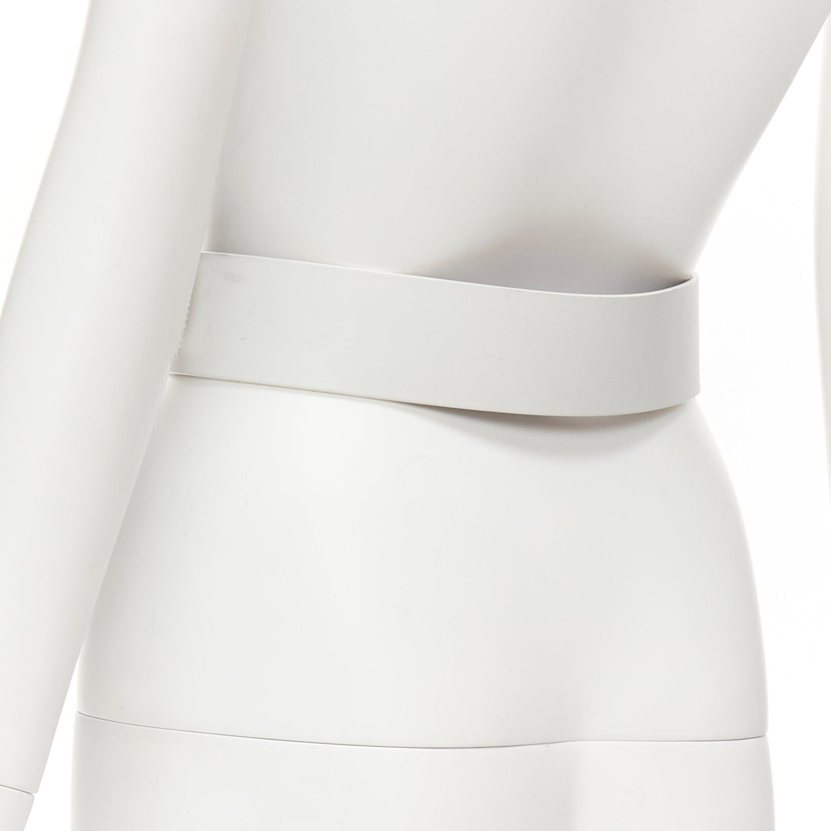 Chanel CHANEL B17S white smooth leather silver logo magic tape wide belt 70cm Size ONE SIZE - 6 Thumbnail