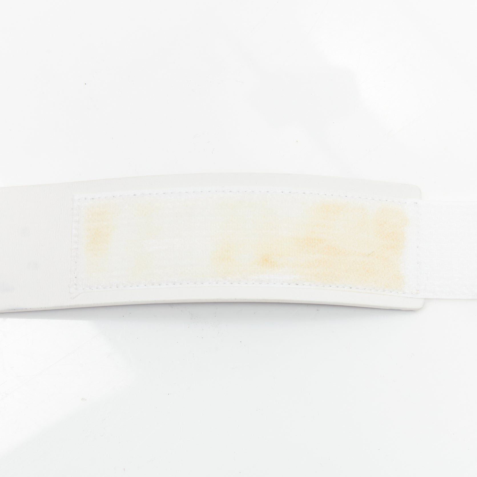 Chanel CHANEL B17S white smooth leather silver logo magic tape wide belt 70cm Size ONE SIZE - 8 Thumbnail
