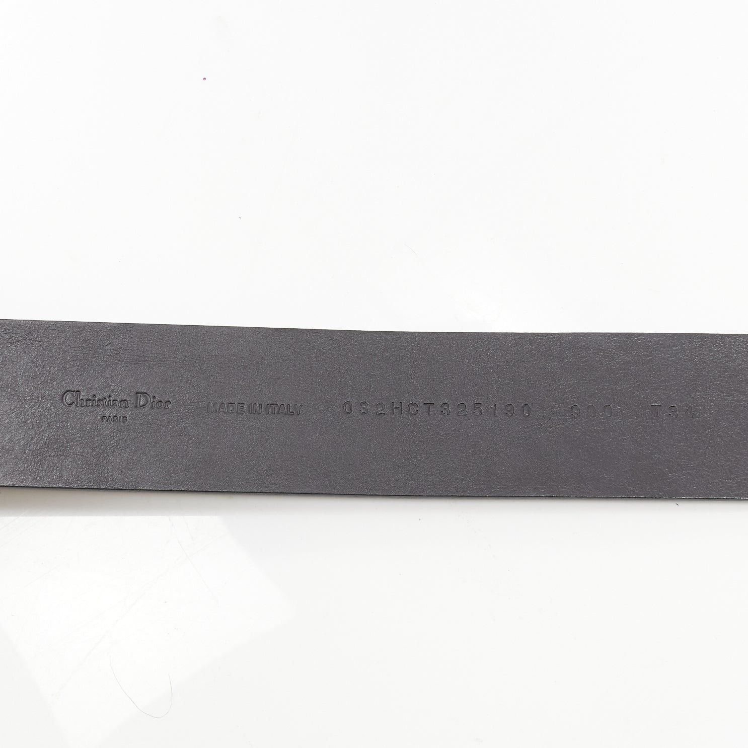 Dior DIOR minimal logo metal bar black smooth calfskin wide belt 90cm Size ONE SIZE - 8 Thumbnail