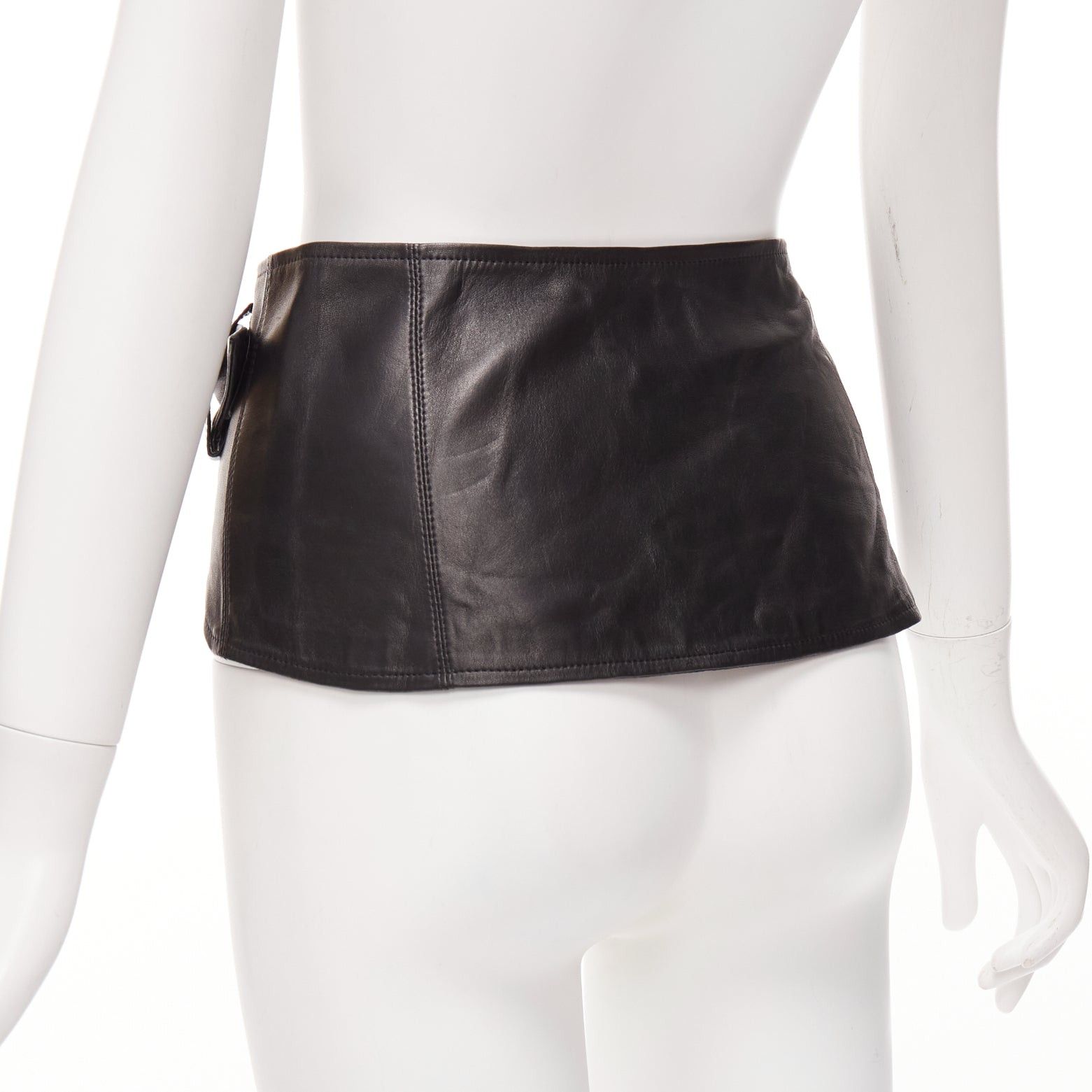 Isabel Marant ISABEL MARANT Mosa black calf leather silver metal ring cotton lined belt 70cm Size ONE SIZE - 6 Thumbnail