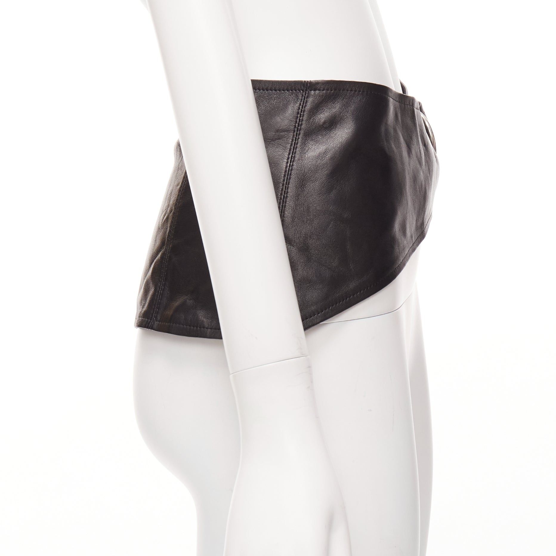 Isabel Marant ISABEL MARANT Mosa black calf leather silver metal ring cotton lined belt 70cm Size ONE SIZE - 4 Thumbnail