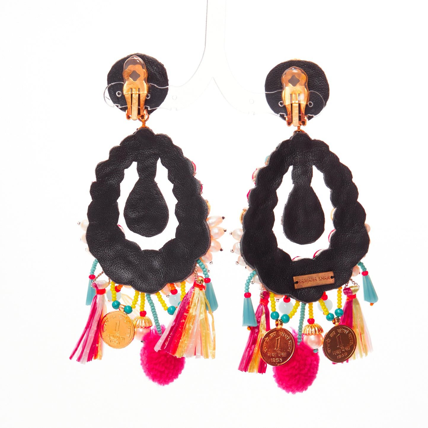 Other RANJANA KHAN neon orange crystal beads multi dangling clip on earrings Size ONE SIZE - 6 Thumbnail