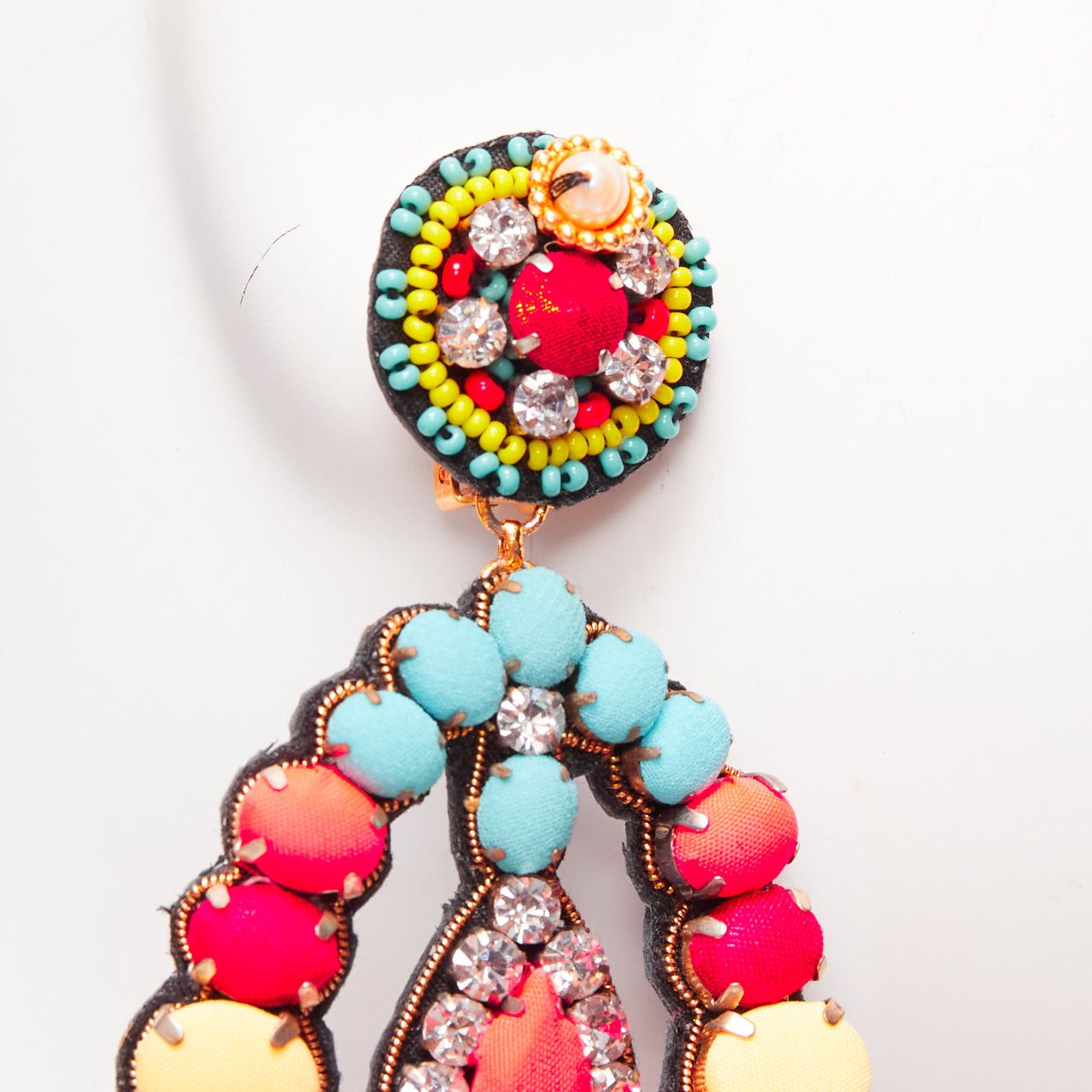 Other RANJANA KHAN neon orange crystal beads multi dangling clip on earrings Size ONE SIZE - 5 Thumbnail
