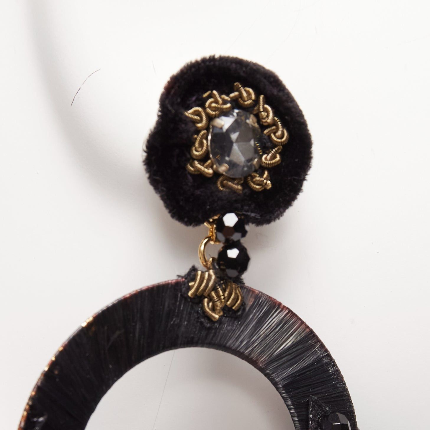 Other RANJANA KHAN black brown dotted feather beads bow dangling clip on earrings Size ONE SIZE - 4 Thumbnail