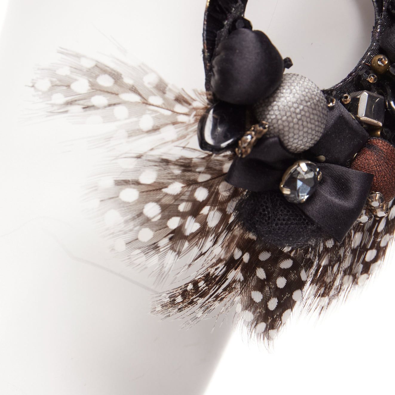 Other RANJANA KHAN black brown dotted feather beads bow dangling clip on earrings Size ONE SIZE - 5 Thumbnail