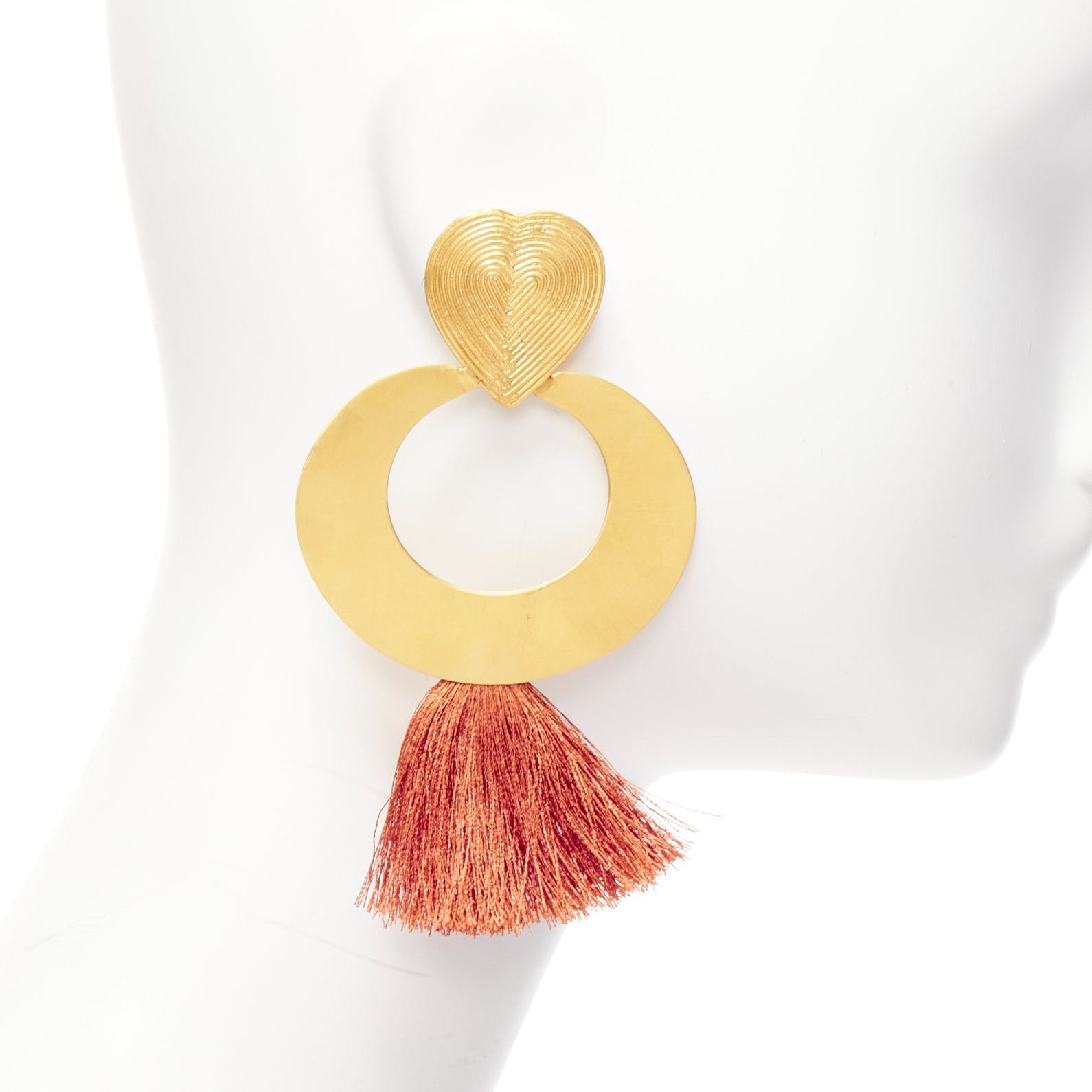 Other PMX CANO brown gold heart tribal tassel statement pin earrings Size ONE SIZE - 3 Thumbnail