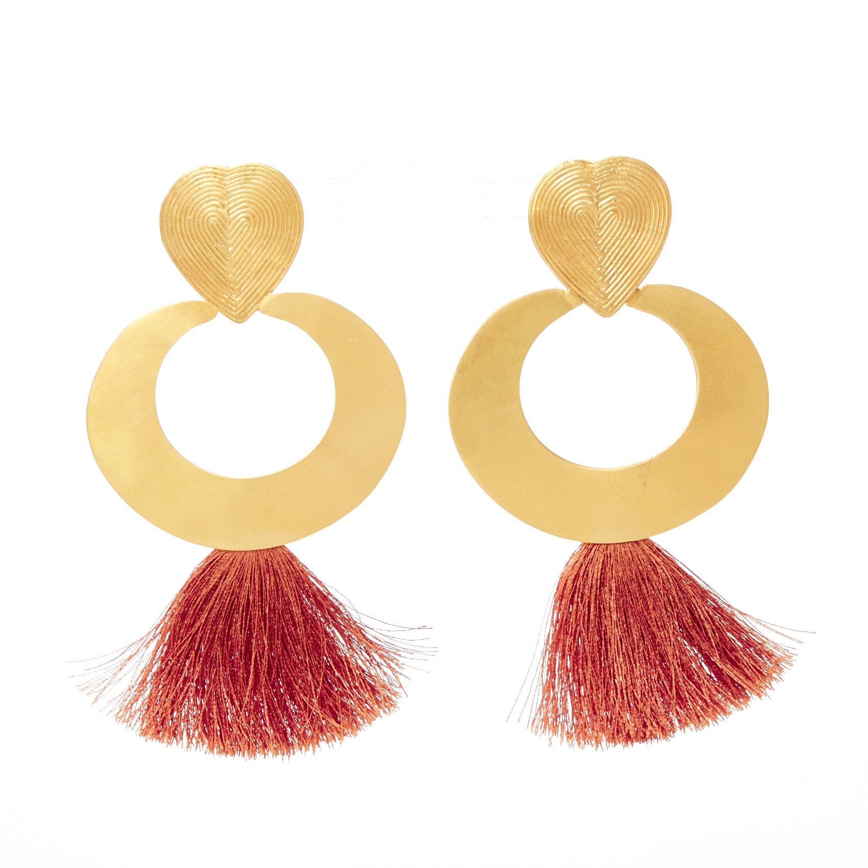 Other PMX CANO brown gold heart tribal tassel statement pin earrings Size ONE SIZE - 2 Thumbnail
