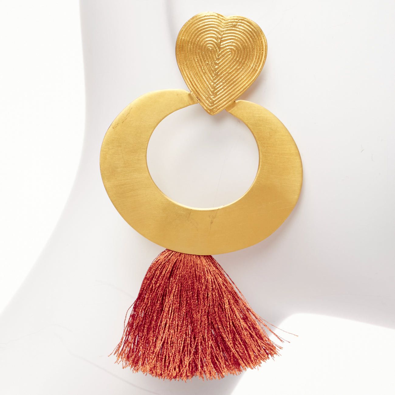 Other PMX CANO brown gold heart tribal tassel statement pin earrings Size ONE SIZE - 4 Thumbnail