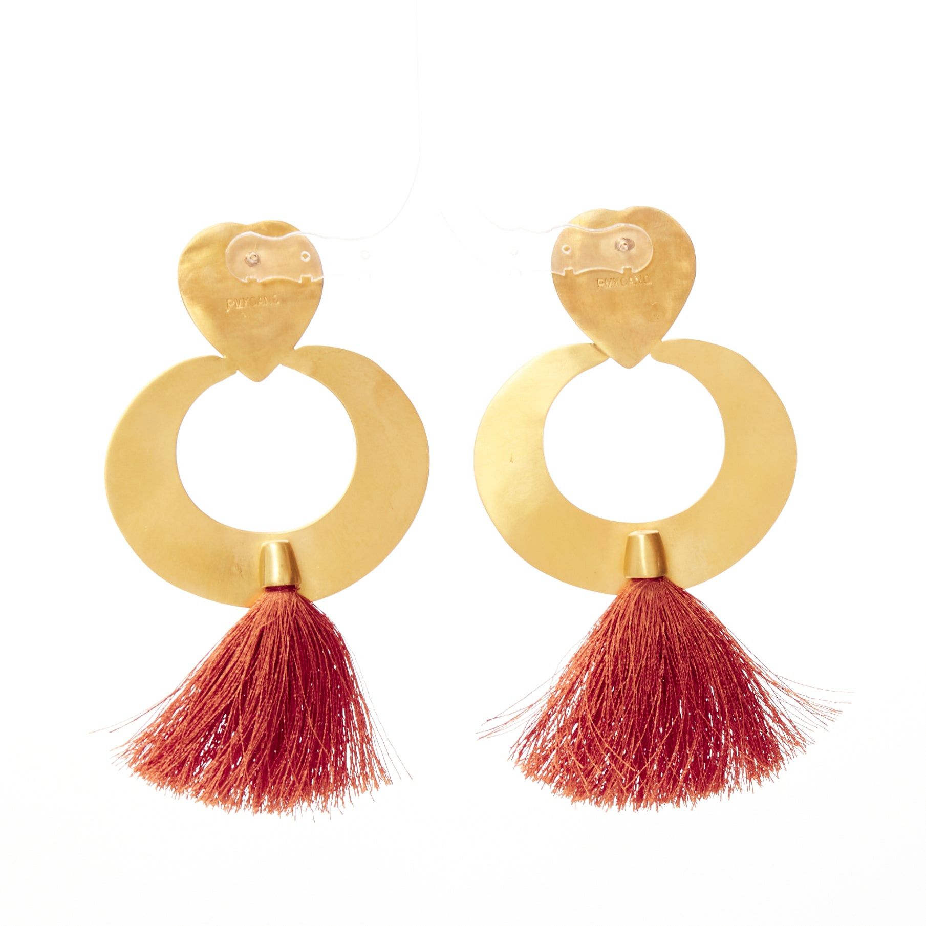 Other PMX CANO brown gold heart tribal tassel statement pin earrings Size ONE SIZE - 5 Thumbnail