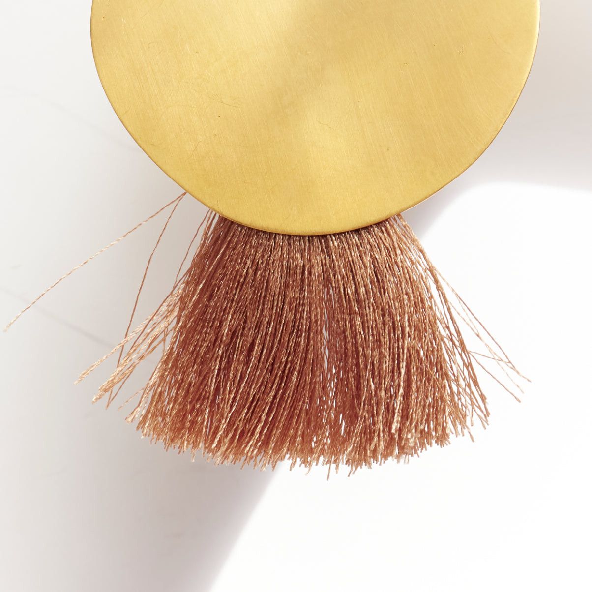 Other PMX CANO gold metal geometric tribal face beige tassel pin earrings Pair Size ONE SIZE - 5 Thumbnail