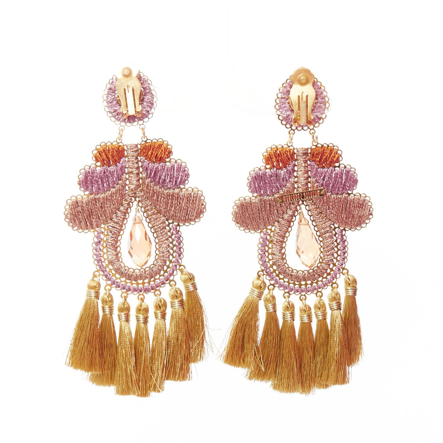 Other MERCEDES SALAZAR pink brown metallic applique clip on earrings Pair Size ONE SIZE - 3 Thumbnail