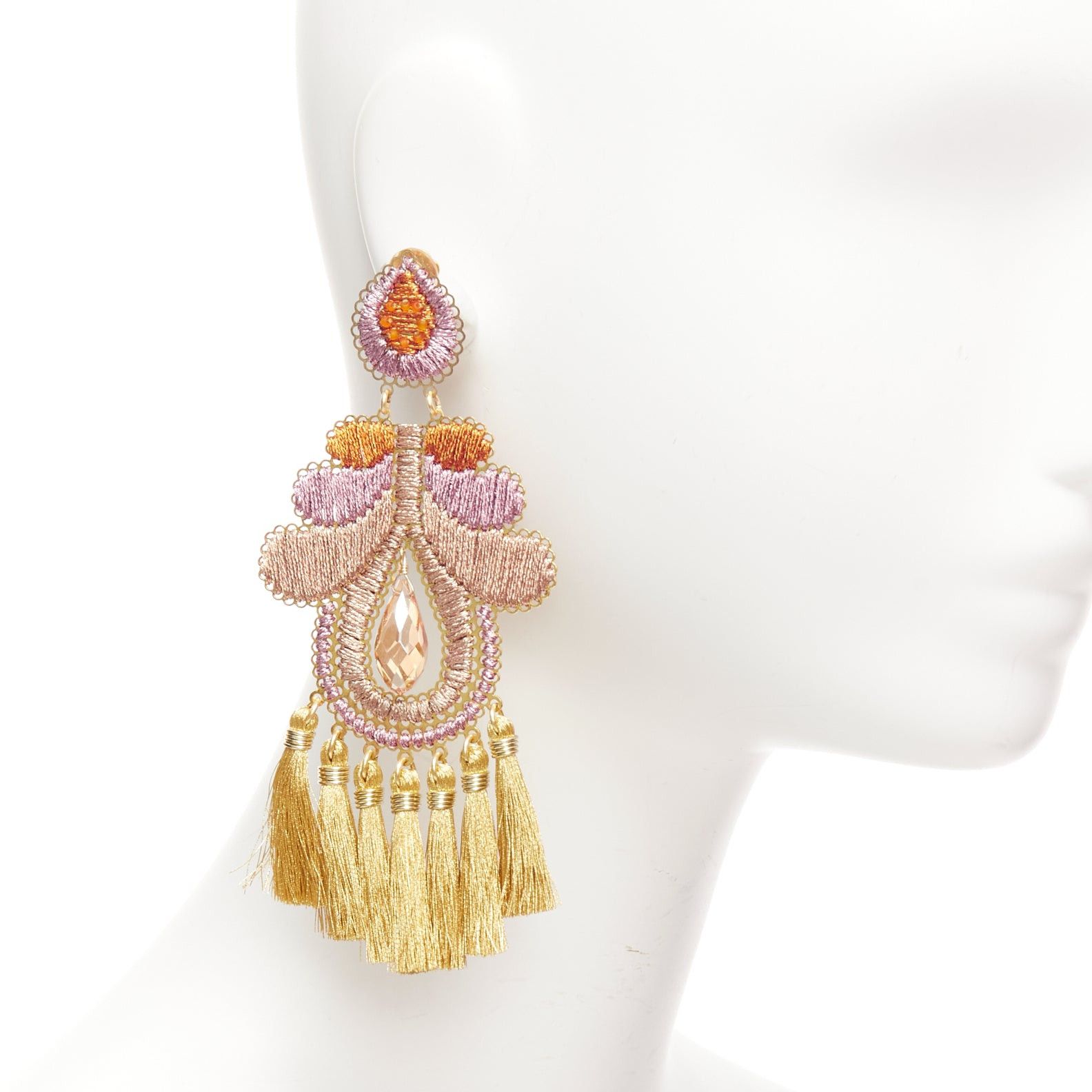 Other MERCEDES SALAZAR pink brown metallic applique clip on earrings Pair Size ONE SIZE - 2 Thumbnail